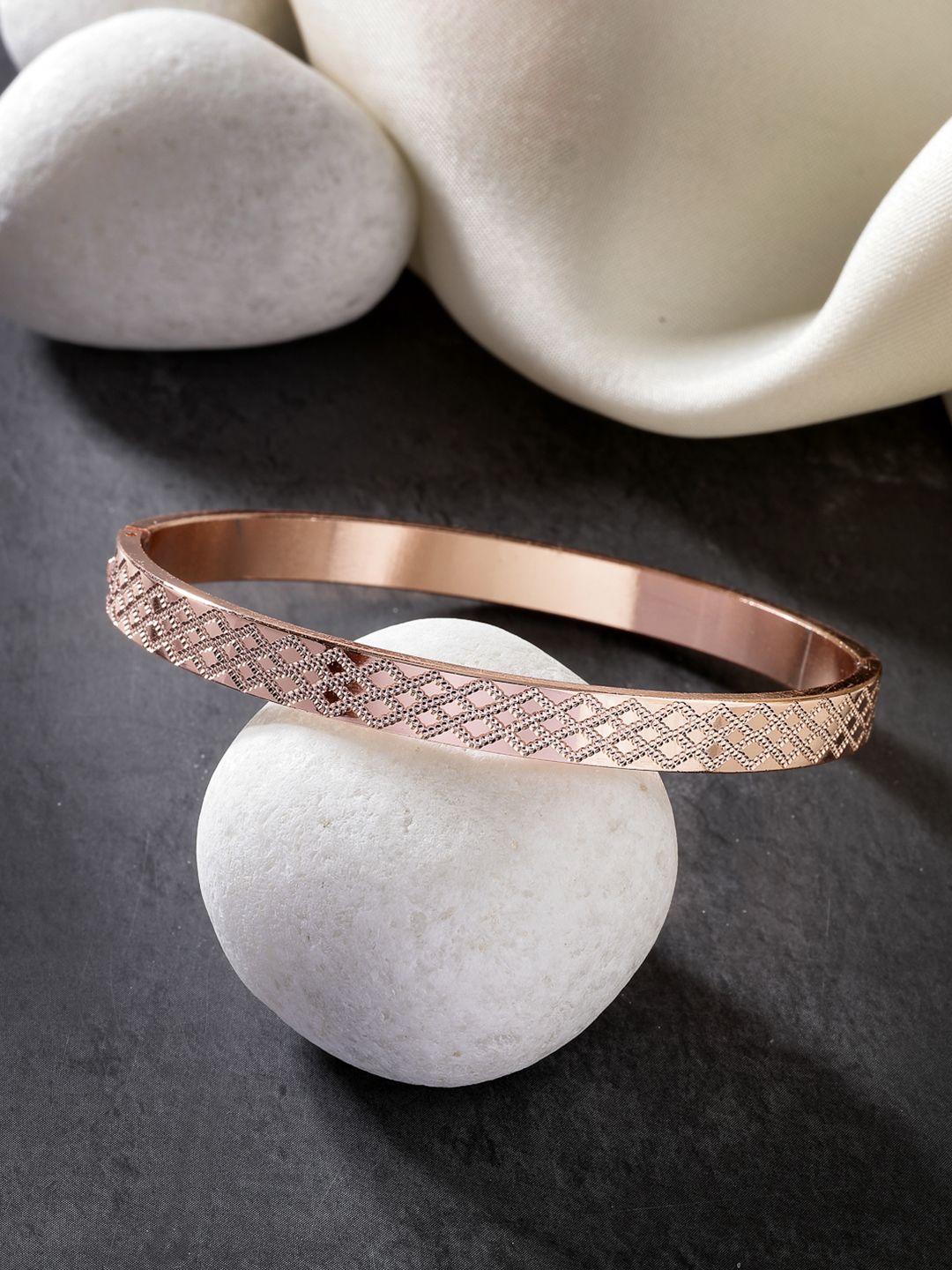 The Roadster Lifestyle Co Men Rose Gold-Plated Kada Bracelet-picture-14