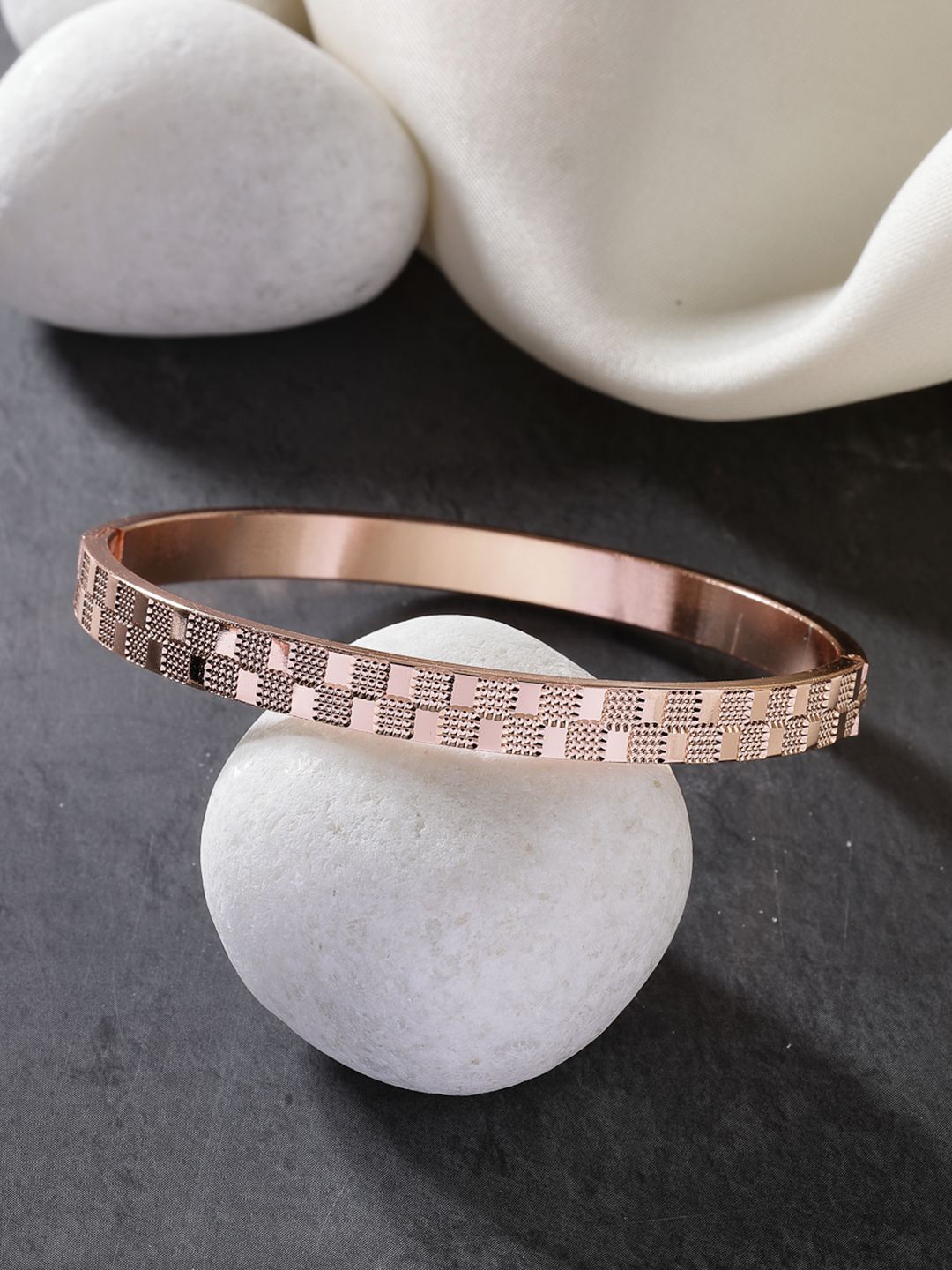 The Roadster Lifestyle Co Men Rose Gold-Plated Kada Bracelet-picture-31