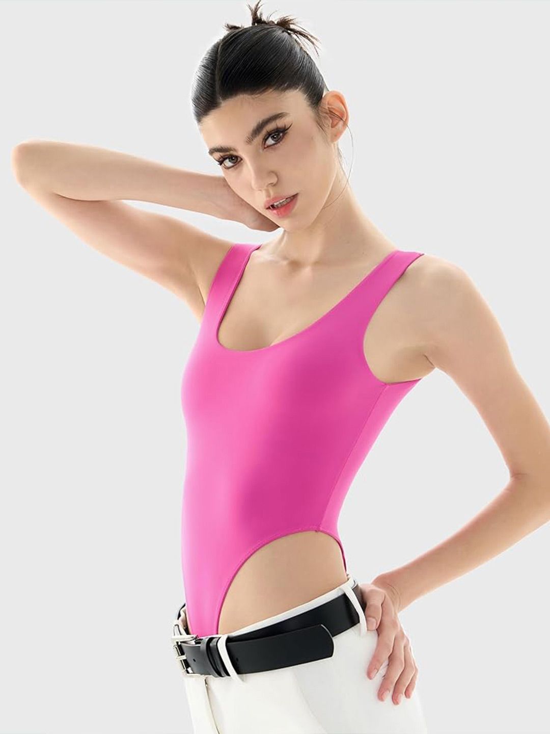 TRENDY ERA Women Round Neck Sleeveless Bodysuit-picture-23