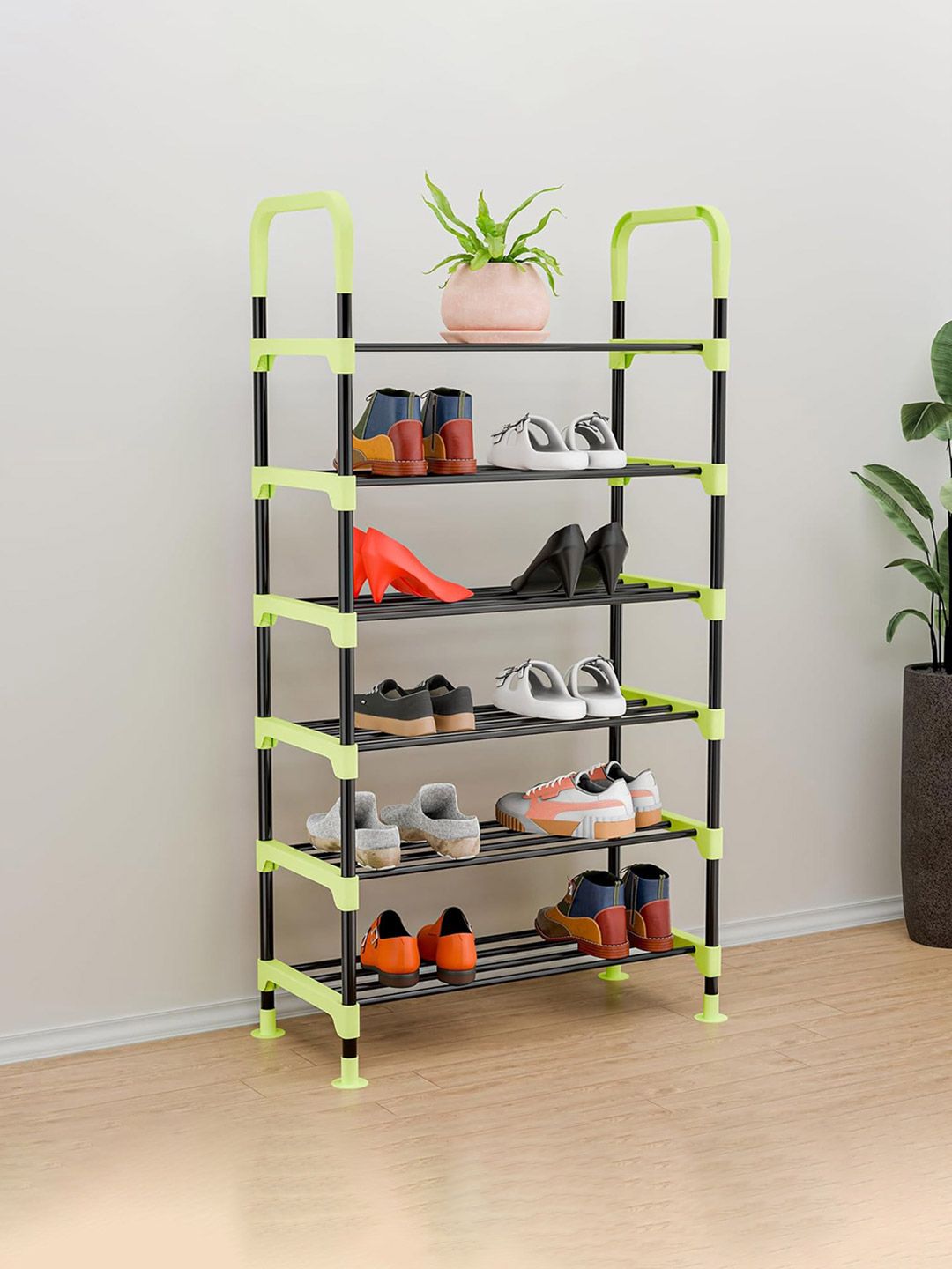 Kuber Industries Steel 6-Tier Shoe Storage Rack Footwear Stand for Home Foot Shoes Stand