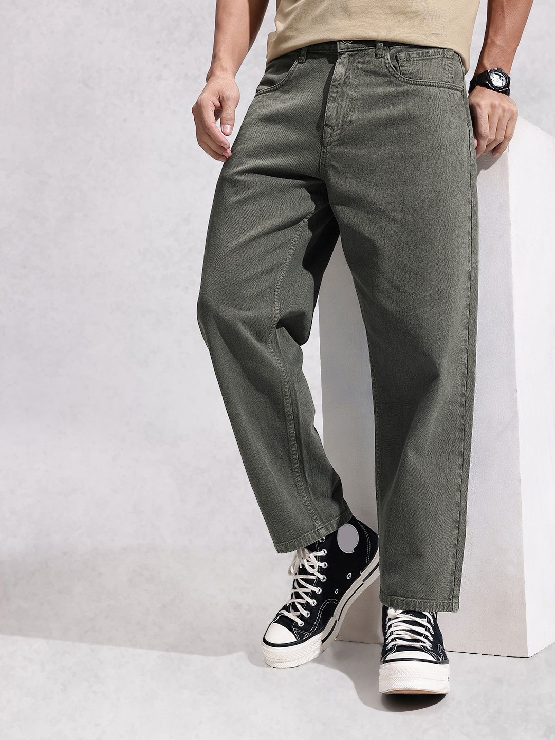 WROGN Men Pure Cotton Loose Fit Stretchable Jeans-image-25