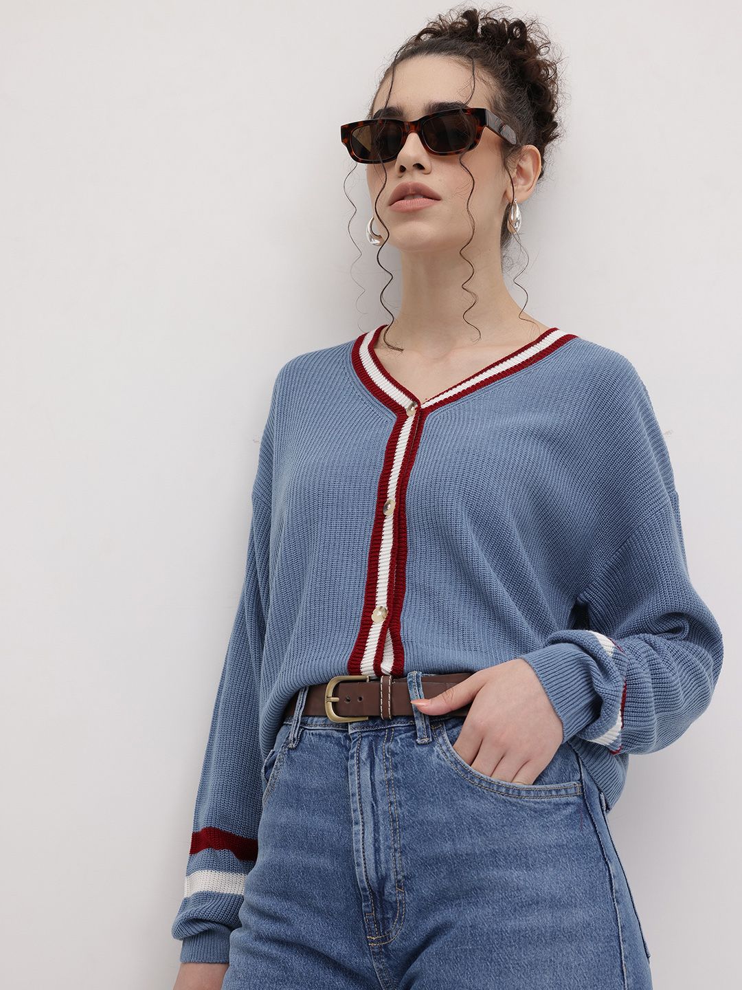 The Roadster Life Co. Striped Drop-Shoulder Sleeves Ribbed Cardigan-picture-52