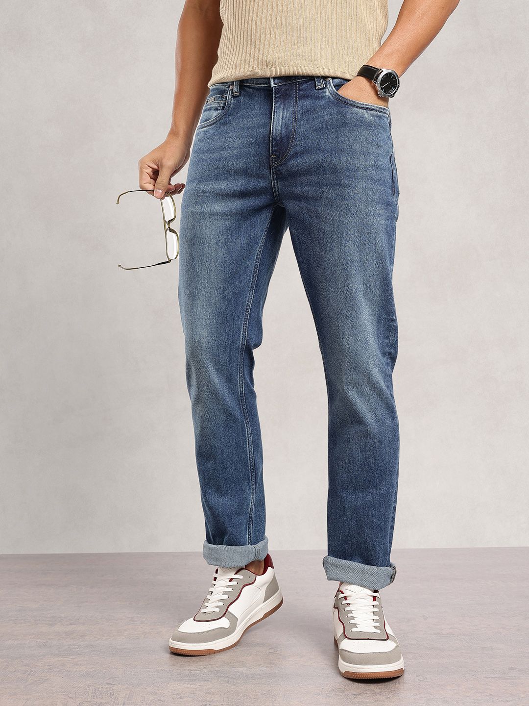 Nautica Men Straight Fit Mid-Rise Light Fade Stretchable Jeans-picture-22