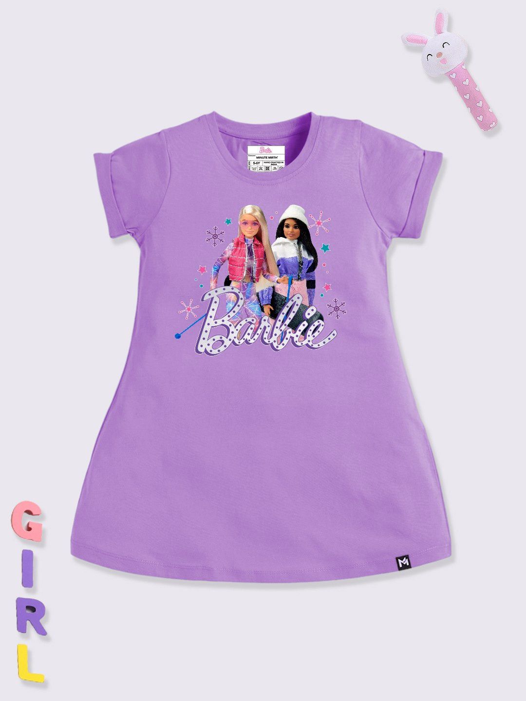 YK X Minute Mirth Girls Barbie Printed Cotton T-shirt Dress-picture-27