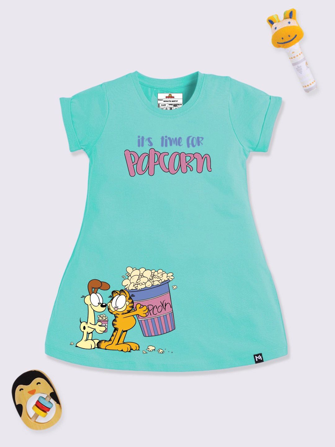 YK X Minute Mirth Girls Garfield Printed Cotton T-shirt Dress-image-20