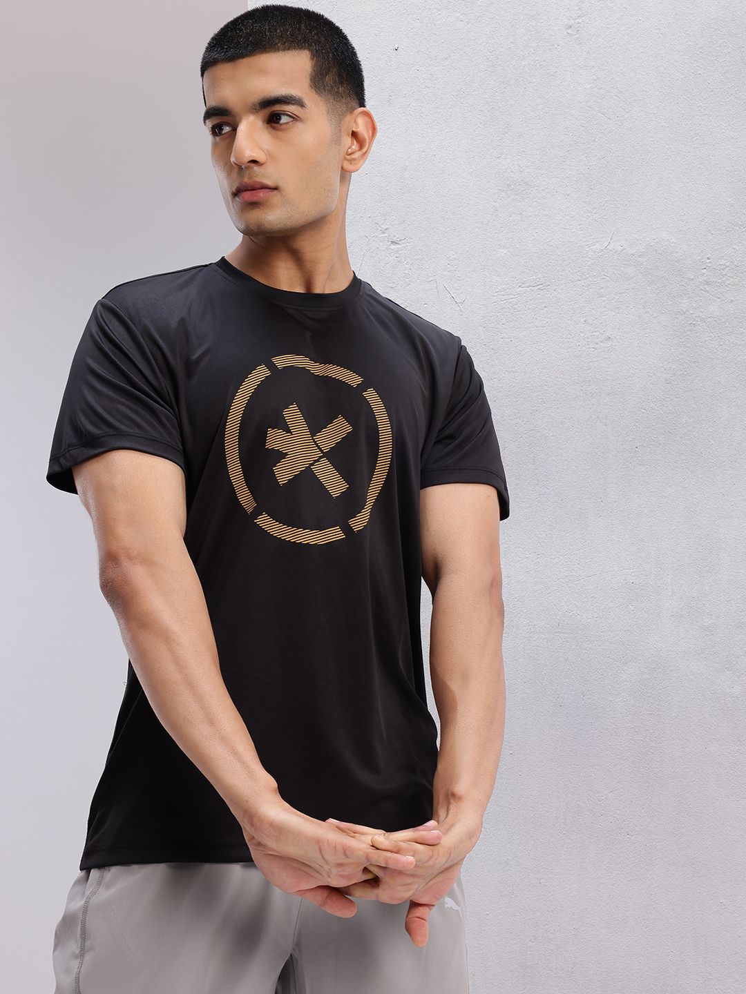 HRX by Hrithik Roshan Brand Logo Print Training T-shirt-picture-33