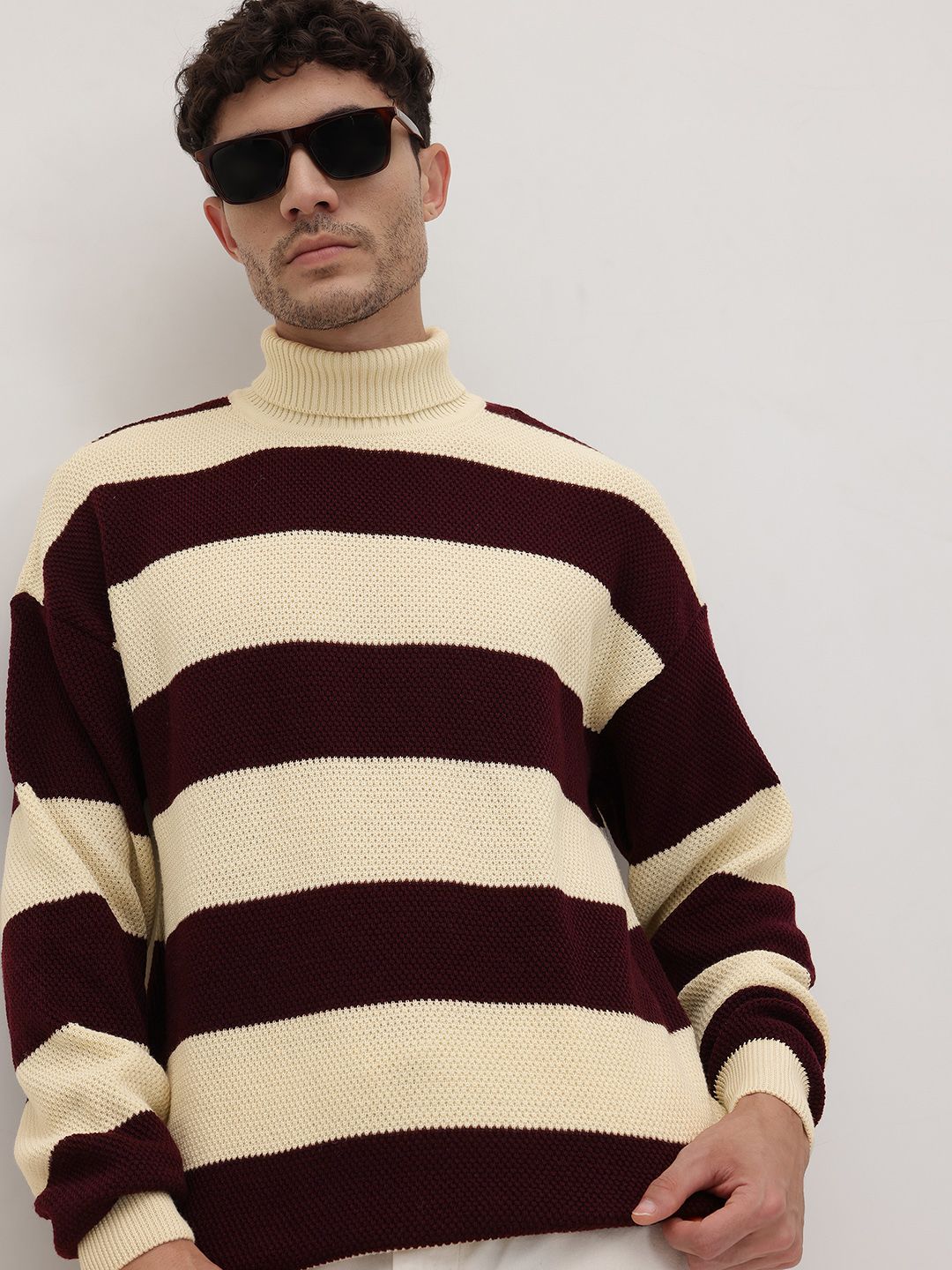 The Roadster Life Co. Striped Drop-Shoulder Sleeves Pullover-picture-50