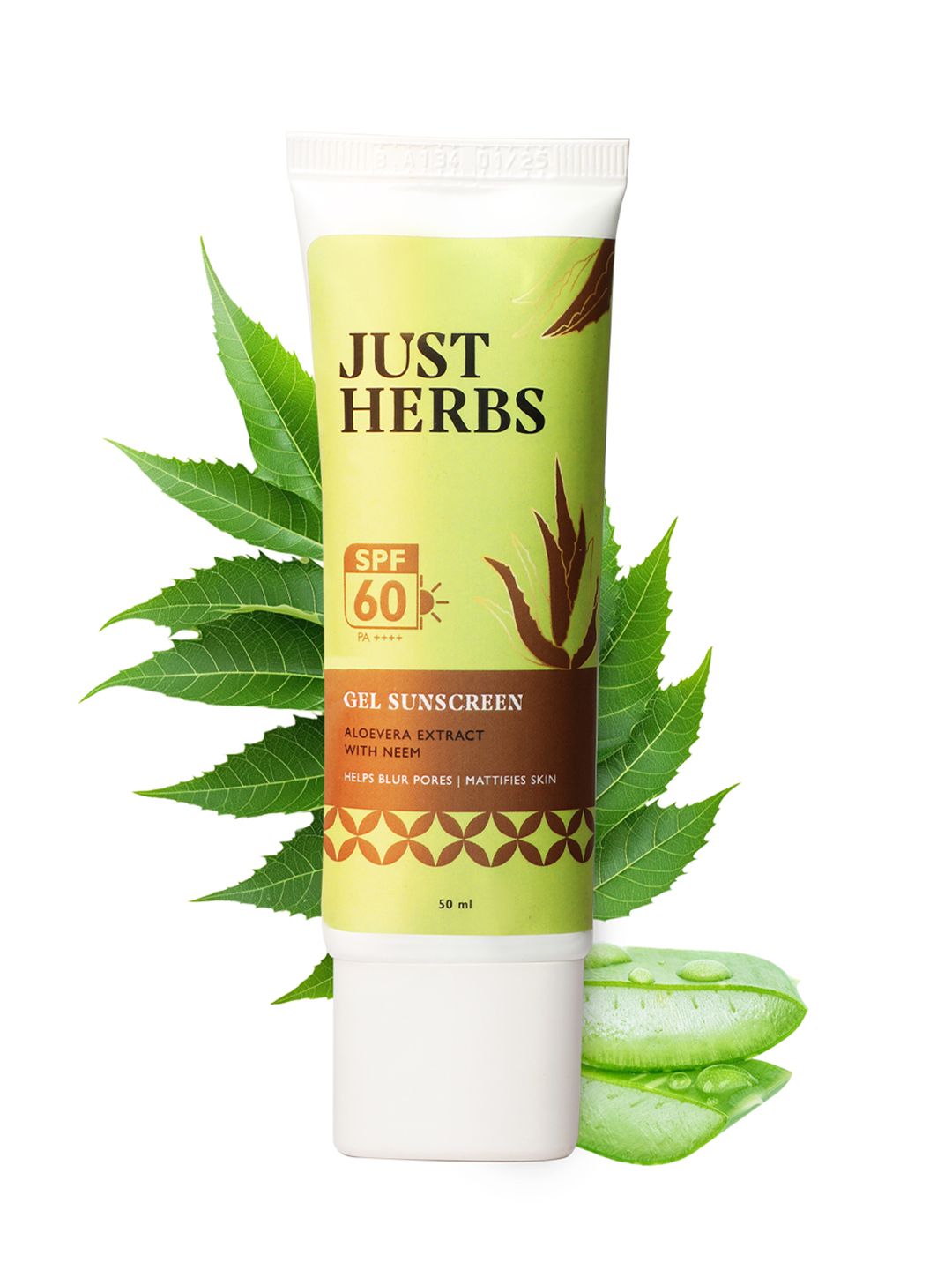 Just Herbs SPF60 PA++++ Gel Sunscreen With Aloe Vera Extract & Neem - 50ml-image-10