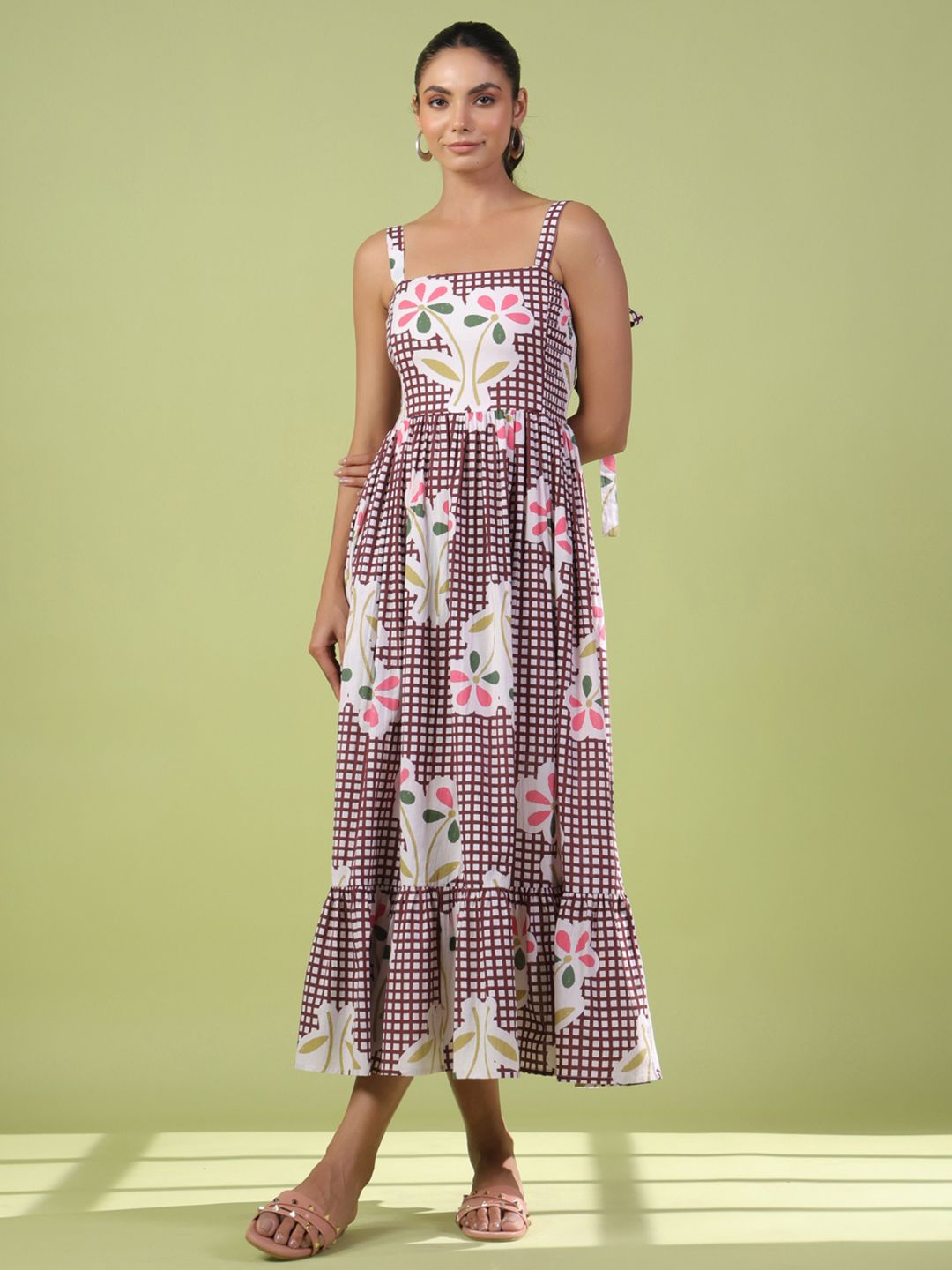 Anayna Printed Fit & Flared Cotton Maxi Ethnic Dress-picture-33