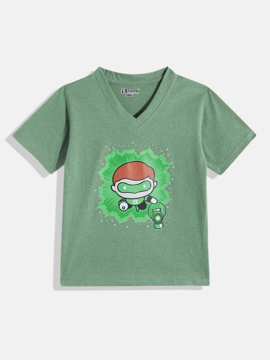 Eteenz Kids Boys Green Lantern Printed V-Neck T-Shirt-picture-27