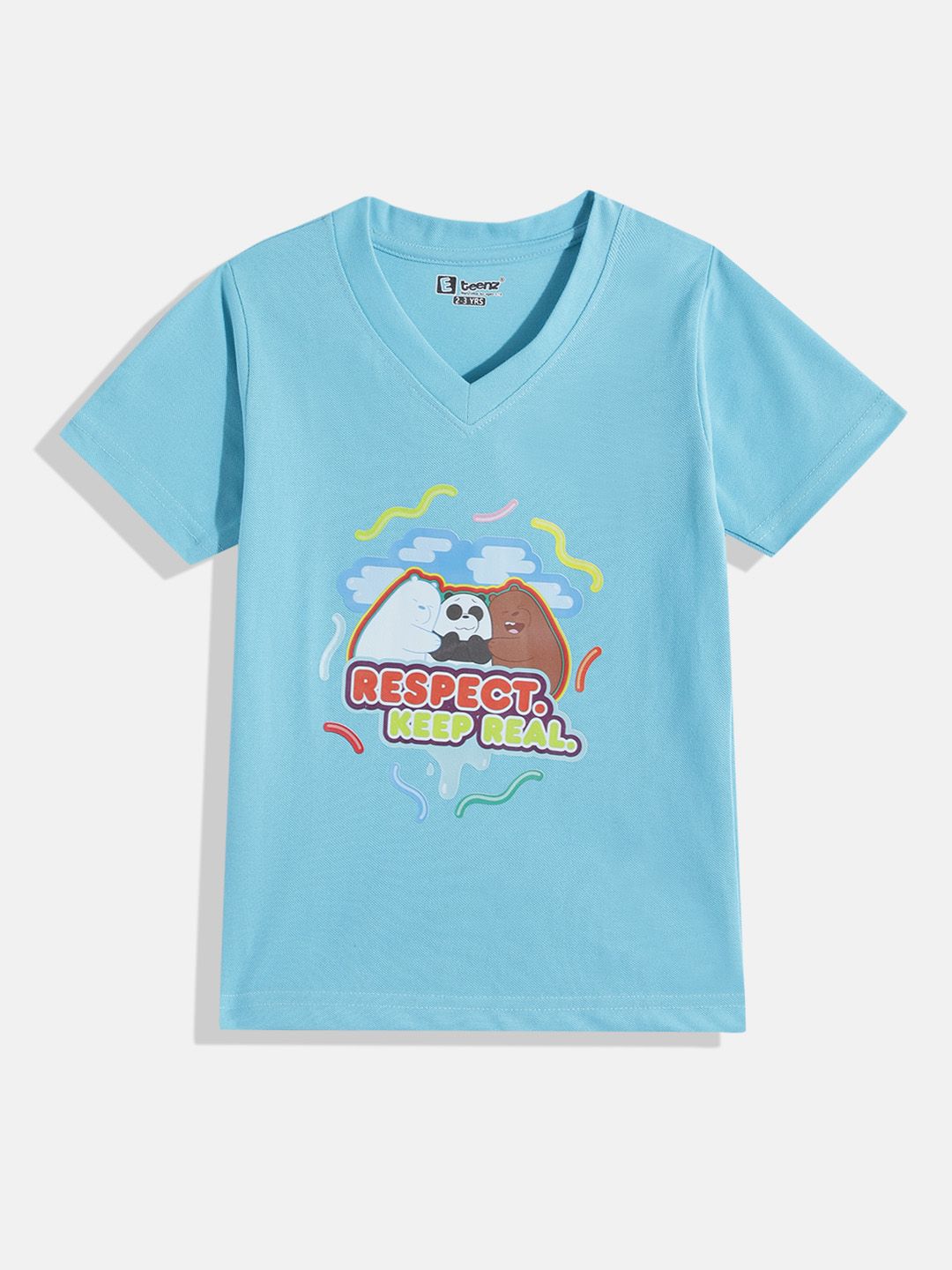 Eteenz Kids Boys We Bare Bears Printed V-Neck T-Shirt-picture-14