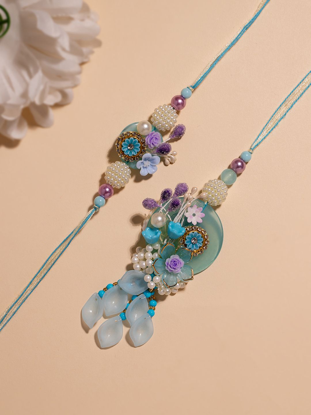 Voylla Designer Floral Bhaiya Bhabhi Rakhi Set-picture-52