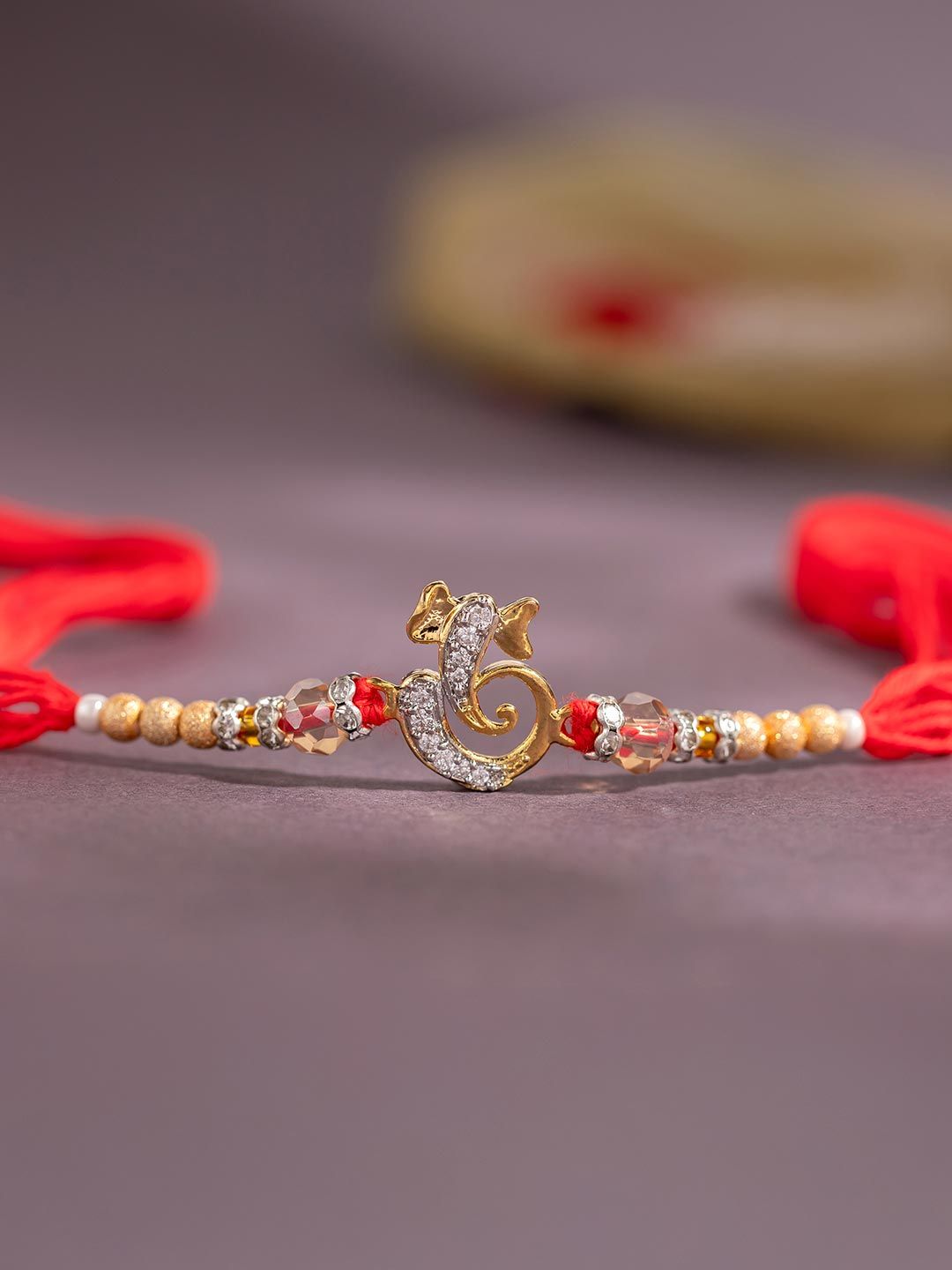 Voylla Divine Ganesha American Diamond Studded Thread Rakhi-image-45