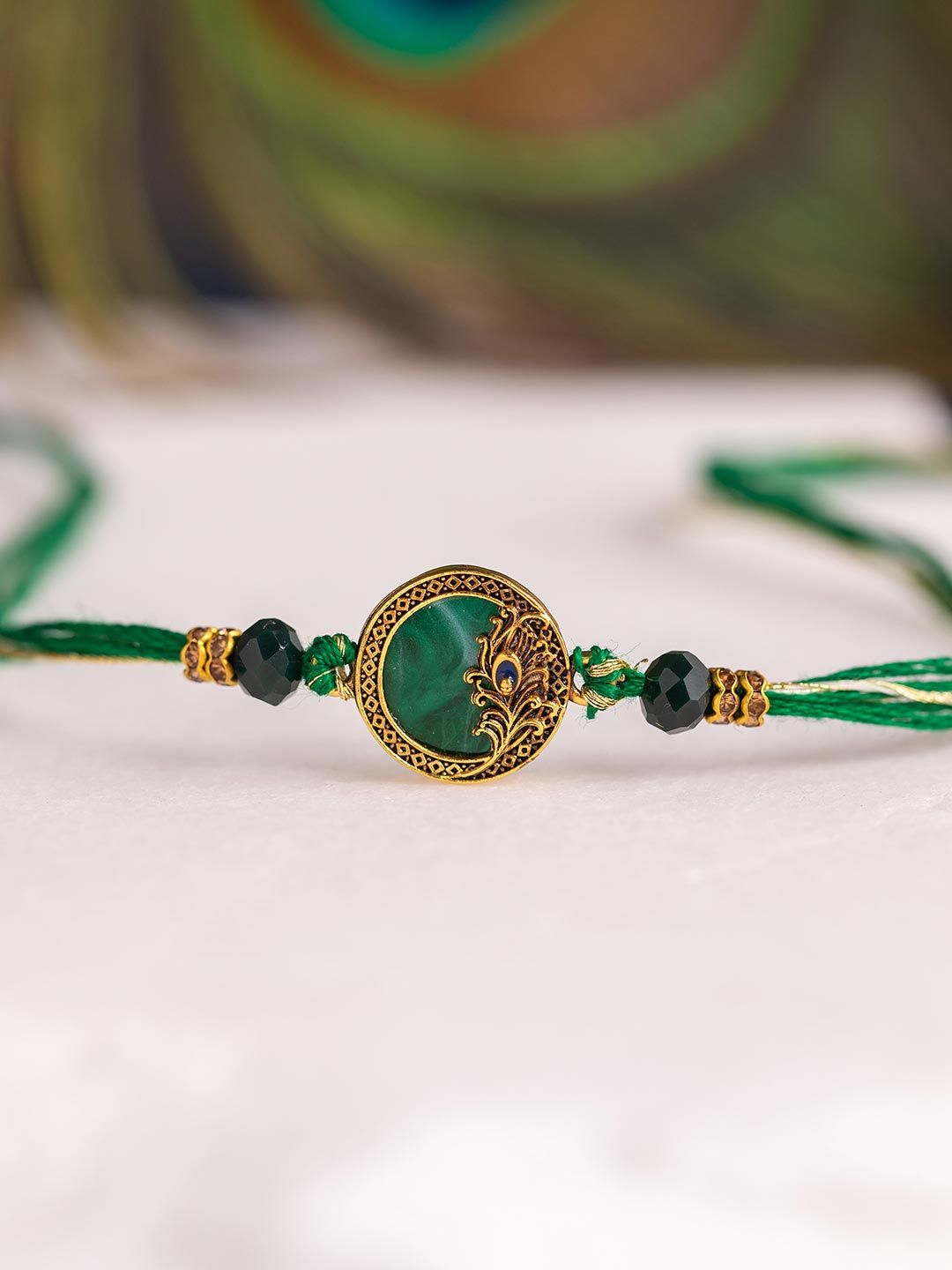Voylla Serene Peacock Mor Pankh Thread Rakhi-picture-28
