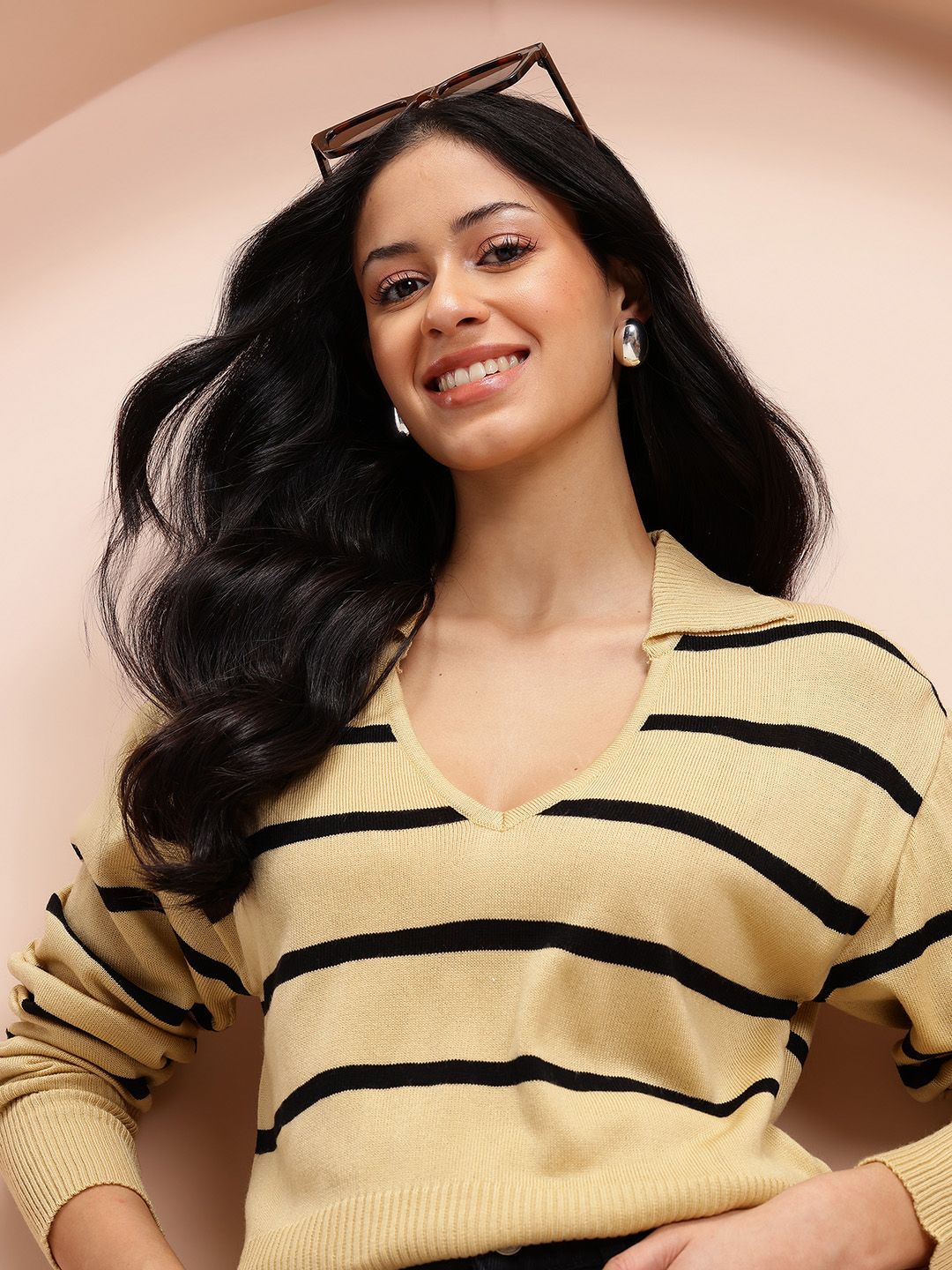 Mast & Harbour Women Striped Acrylic Pullover-picture-11