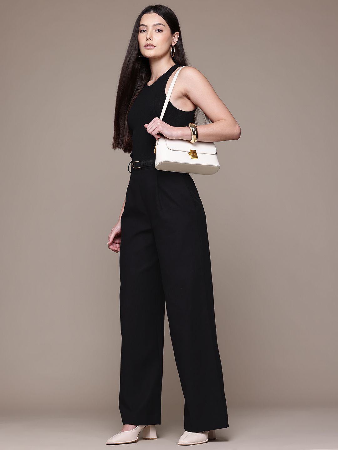 MANGO Combined-Fabric Belted Jumpsuit-picture-29