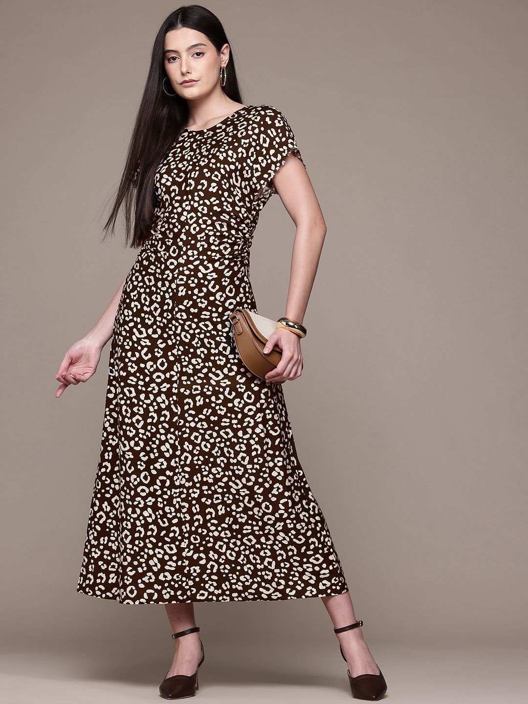 Women Animal Print A-Line Sleeveless Midi Dress main image 1