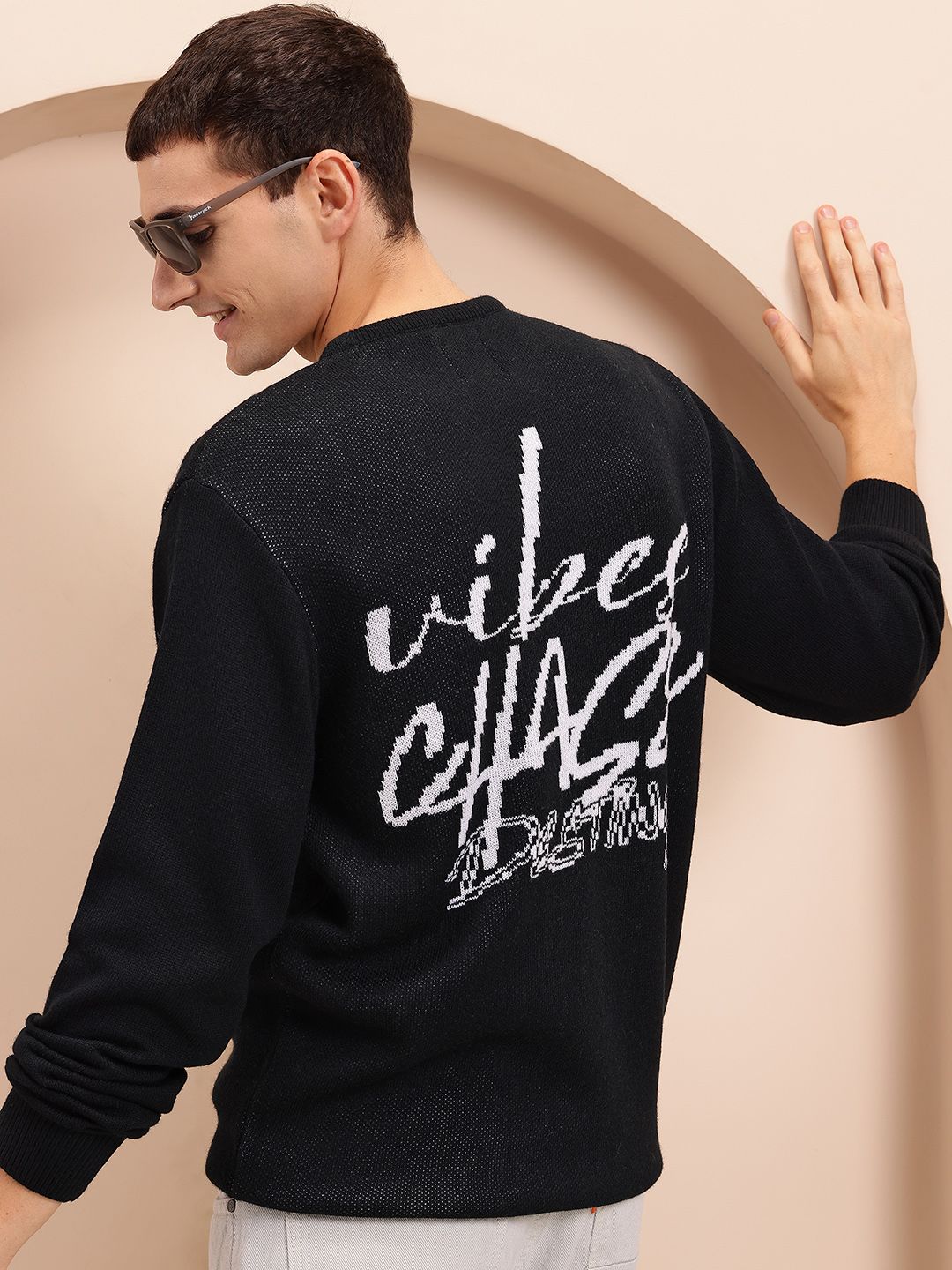 Mast & Harbour Typography Knitted Pure Acrylic Pullover-picture-41