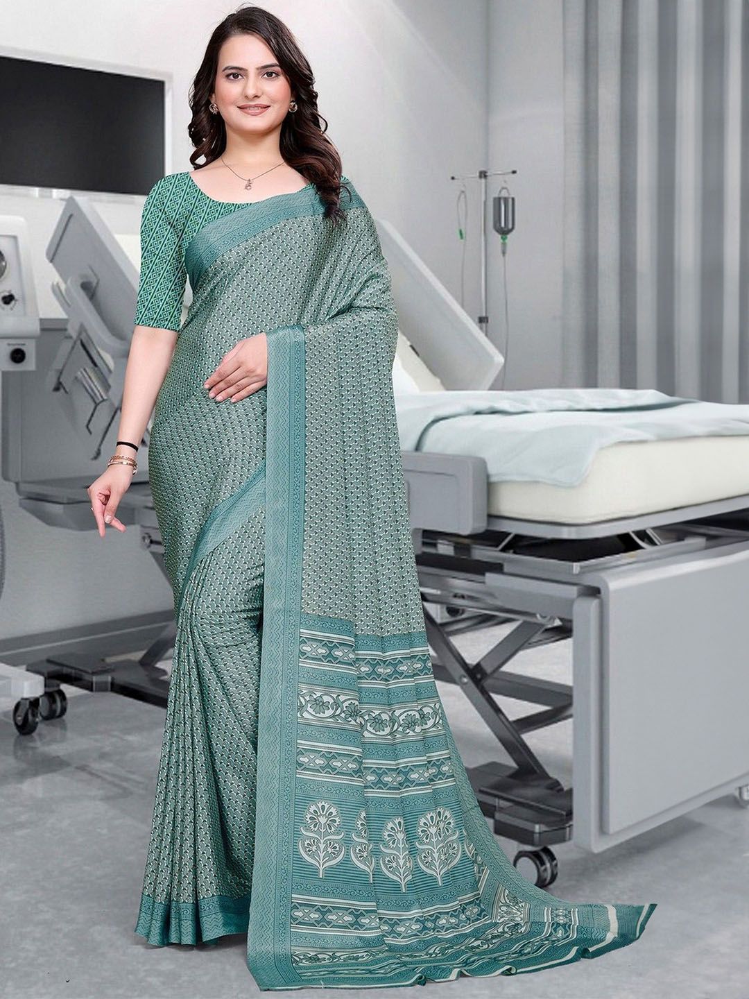 K 5 Fashion Ethnic Motifs Pure Crepe Saree-picture-10