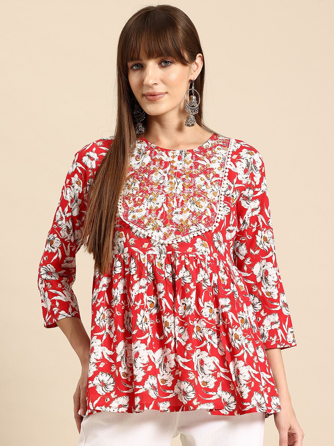 A&K Floral Print Peplum Top-picture-29