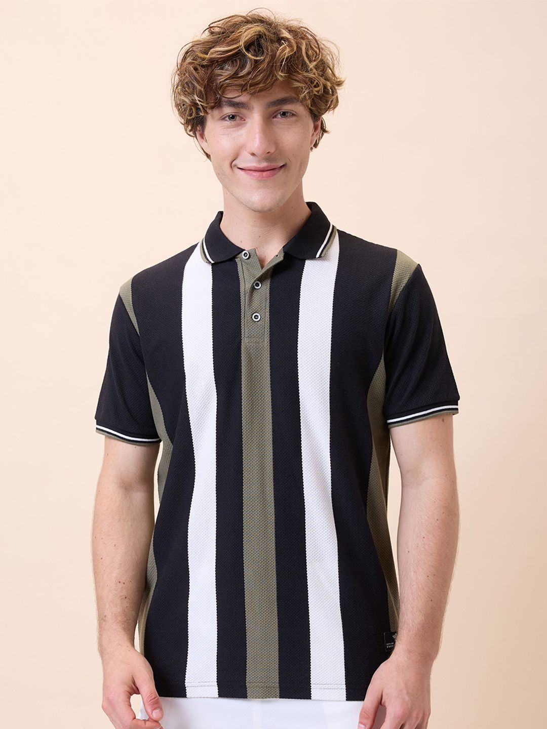 Status Quo Men Striped Polo Collar Regular Fit T-shirt-picture-14