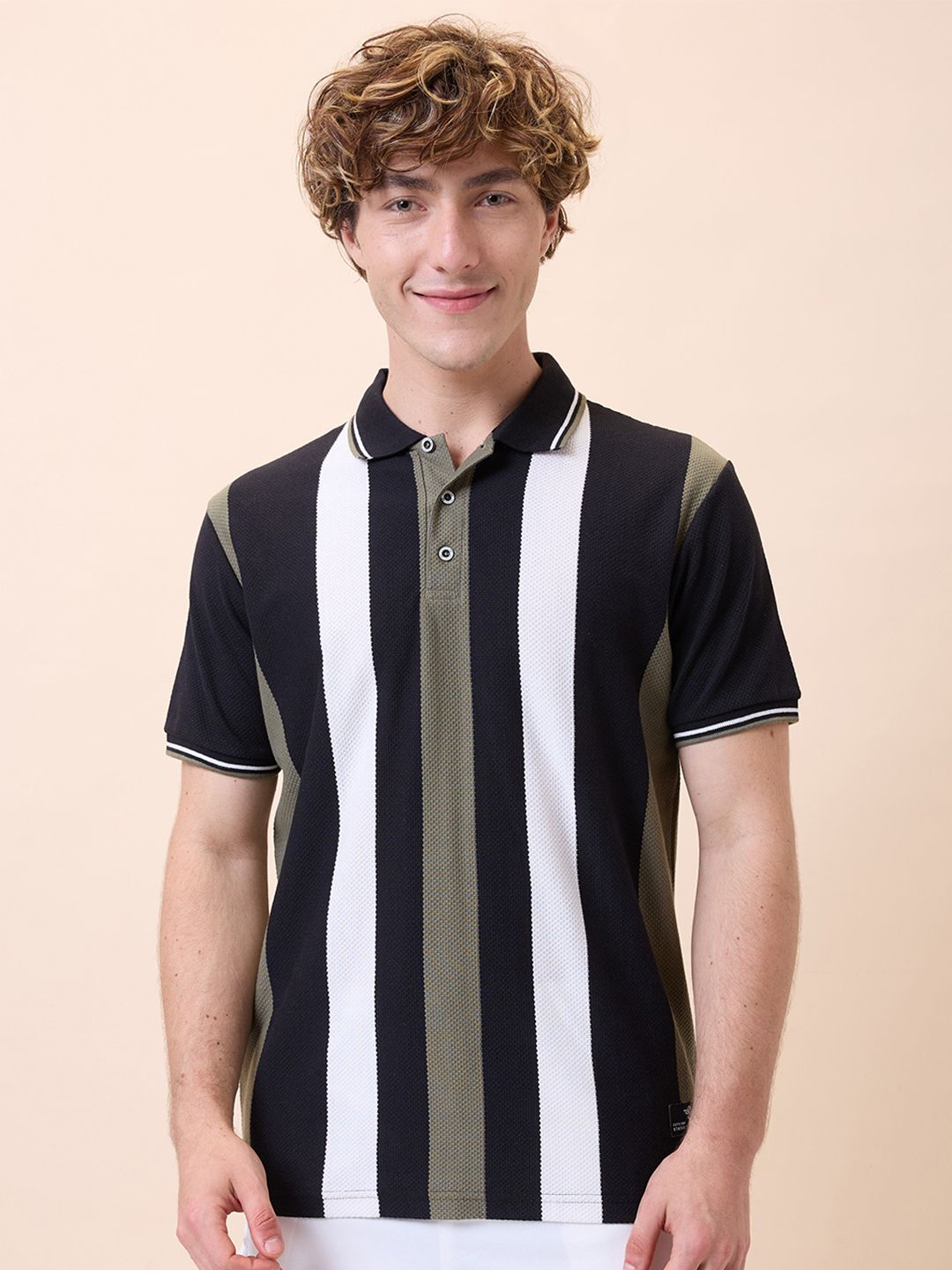 Status Quo Men Striped Polo Collar Regular Fit T-shirt-picture-11