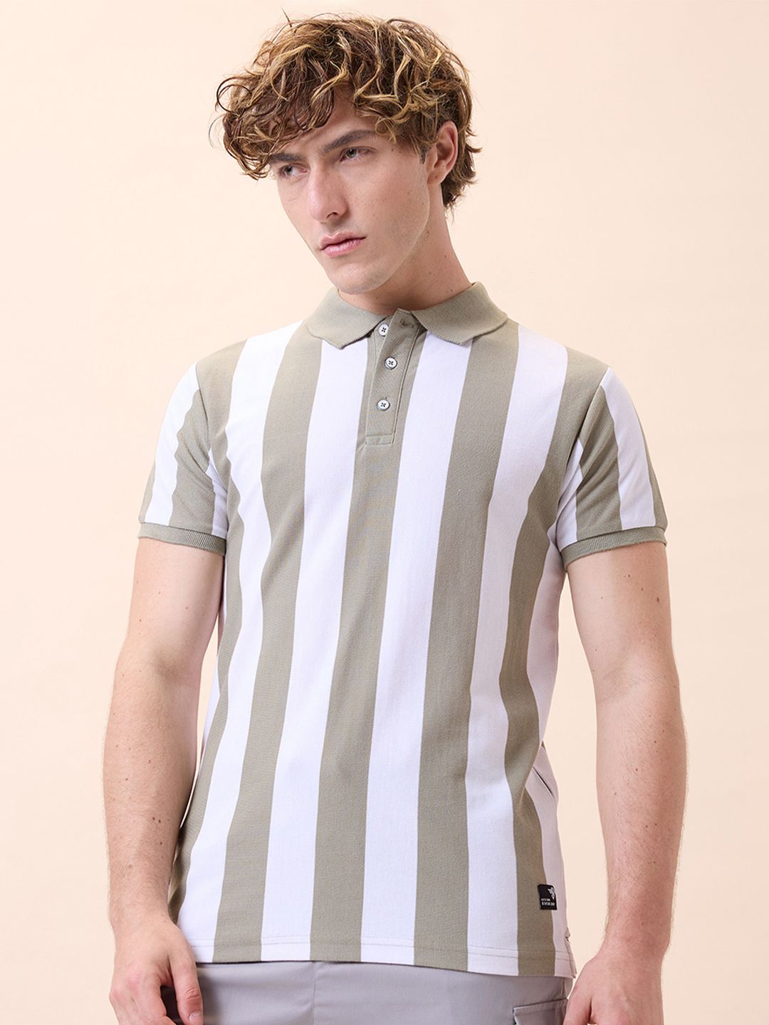 Status Quo Men Striped Polo Collar Regular Fit T-shirt-picture-15