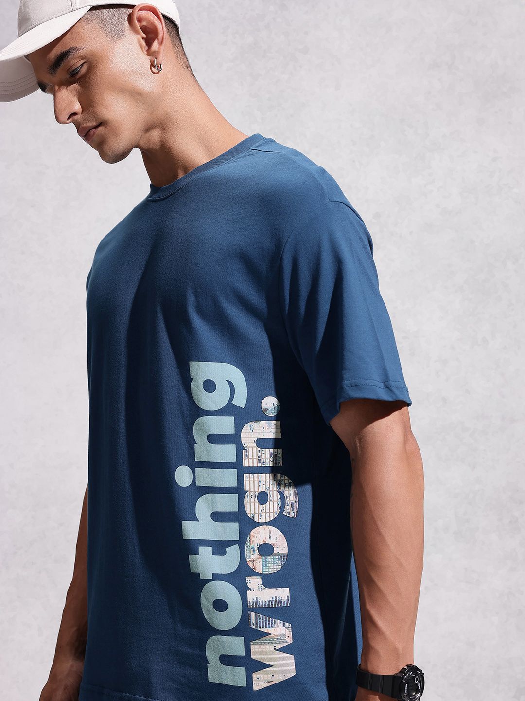 WROGN Typography Printed Drop-Shoulder Sleeves Pure Cotton Oversized T-shirt-image-34