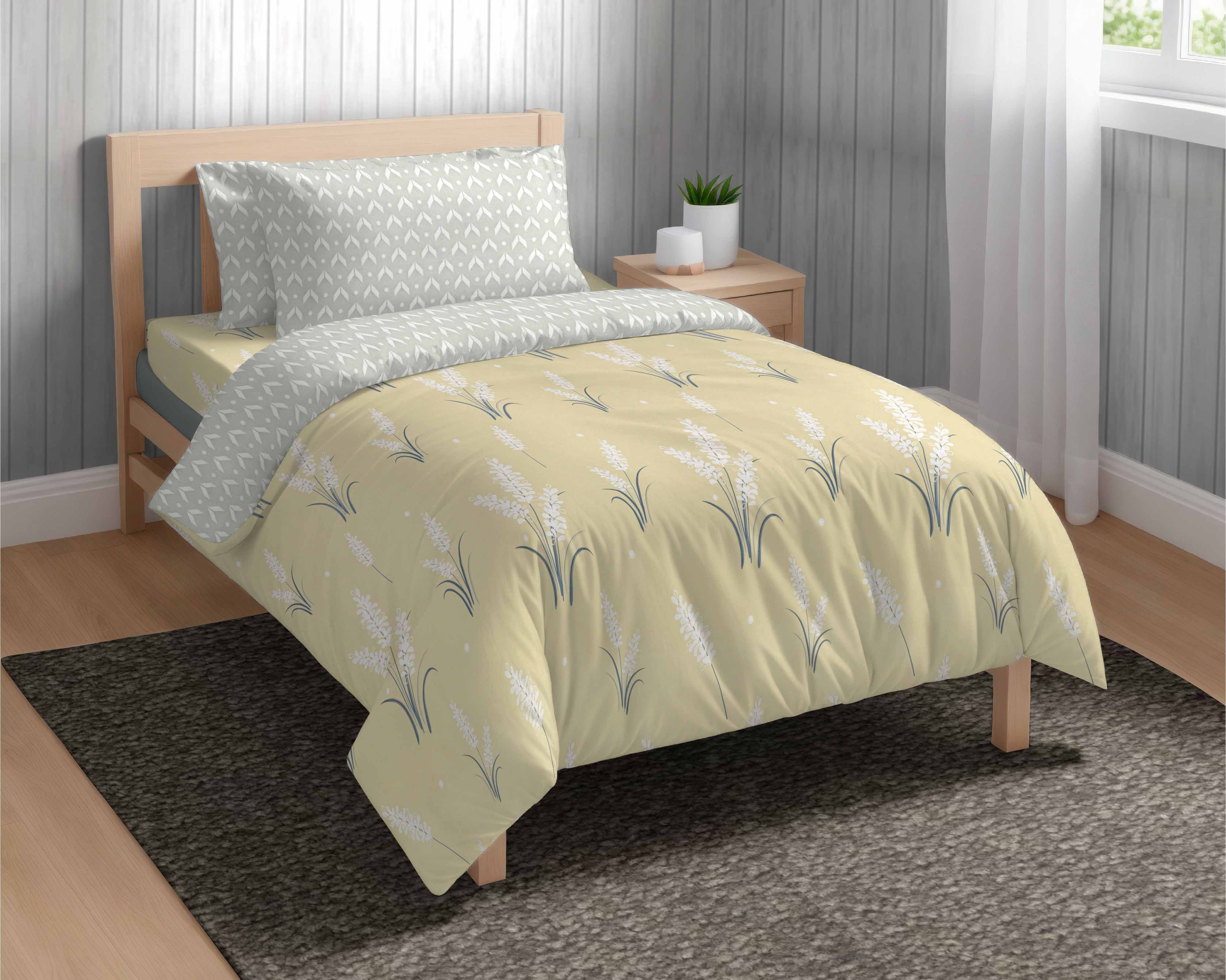 The Happy Pod Yellow & White Microfiber Single Comforter & Bedsheet with 1 Pillow Cover-image-49