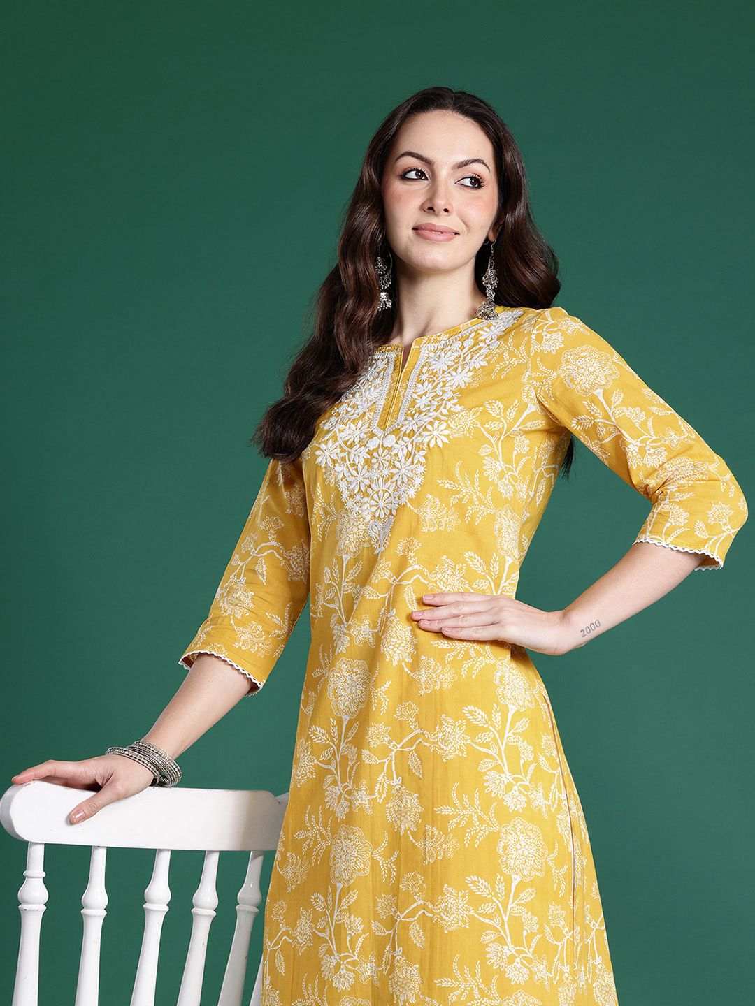 Indo Era Women Floral Embroidered Thread Work Kurta-picture-27