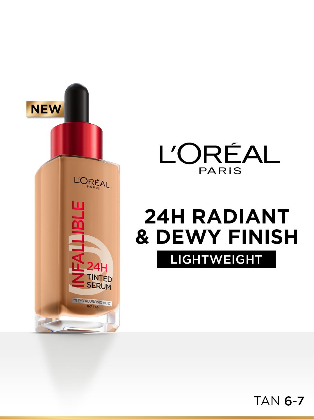LOreal Paris Infallible 24H Lightweight Dewy Tinted Serum Foundation 30ml - Tan 6-7-image-17
