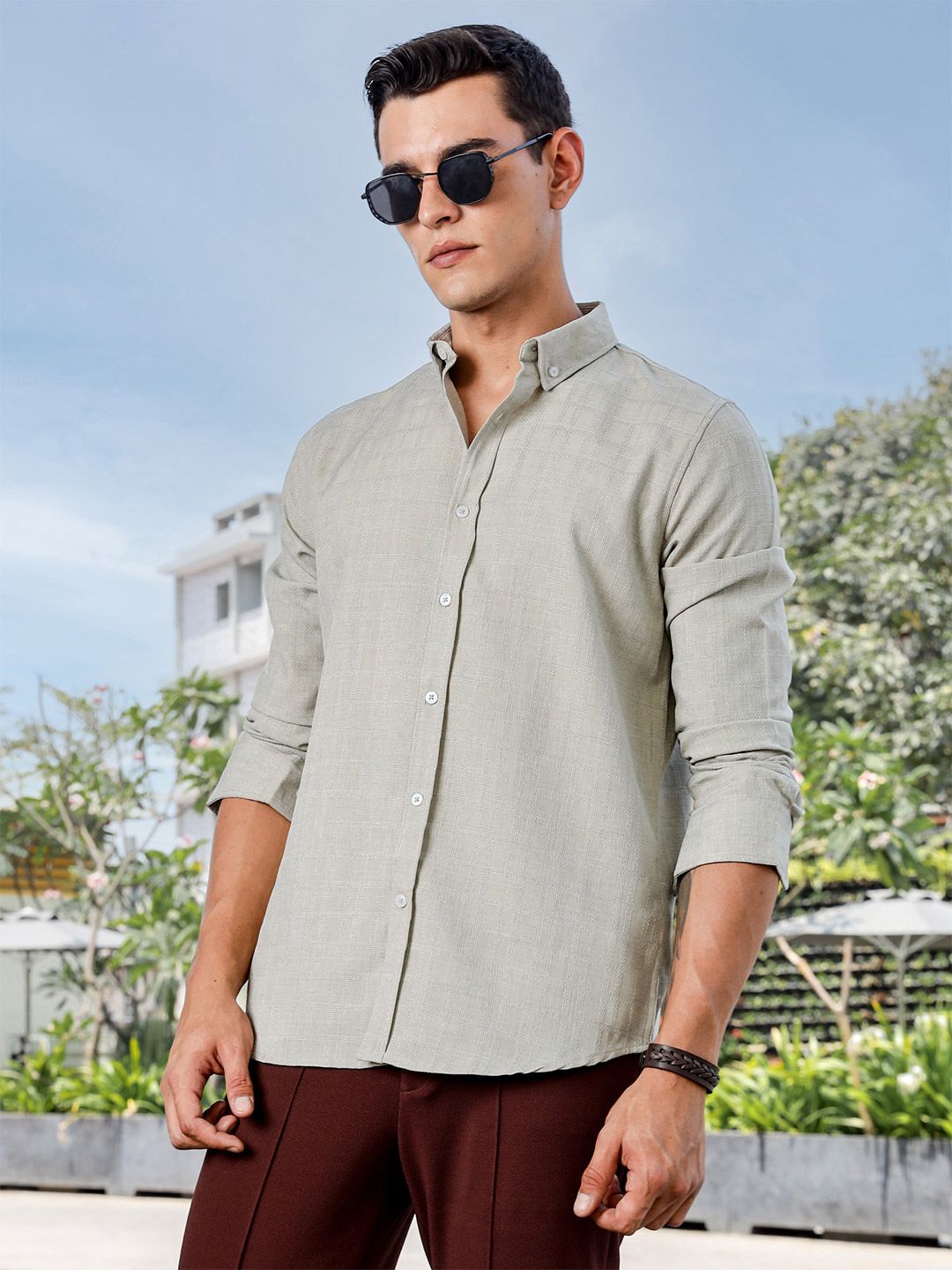 Thomas Scott Men Premium Fit Button-Down Collar Textured Casual Shirt-picture-24