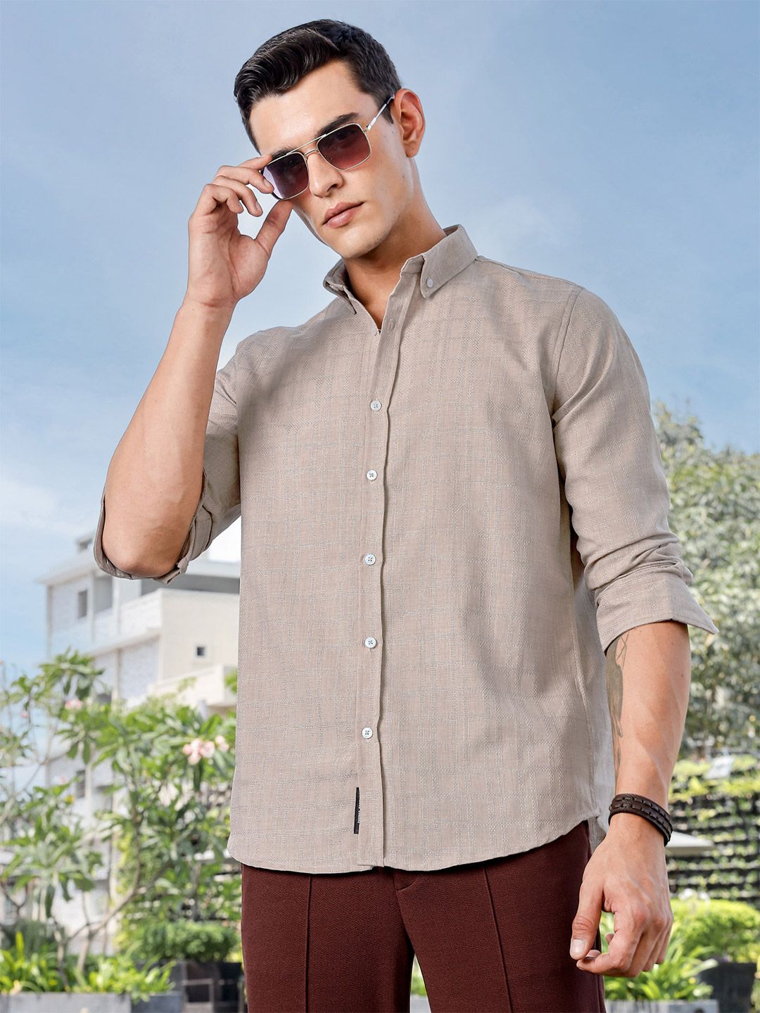 Thomas Scott Men Premium Fit Button-Down Collar Textured Casual Shirt-picture-28