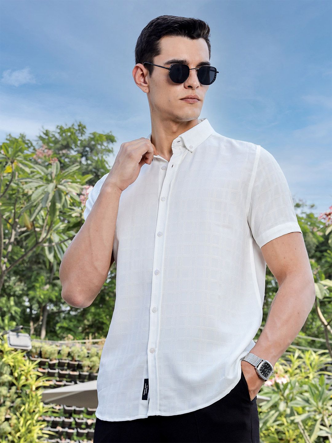 Thomas Scott Men Premium Fit Button-Down Collar Textured Casual Shirt-picture-22