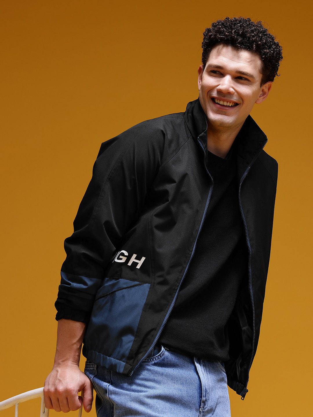 HERE&NOW Mock Collar Colourblocked Paneled Windcheater-picture-16