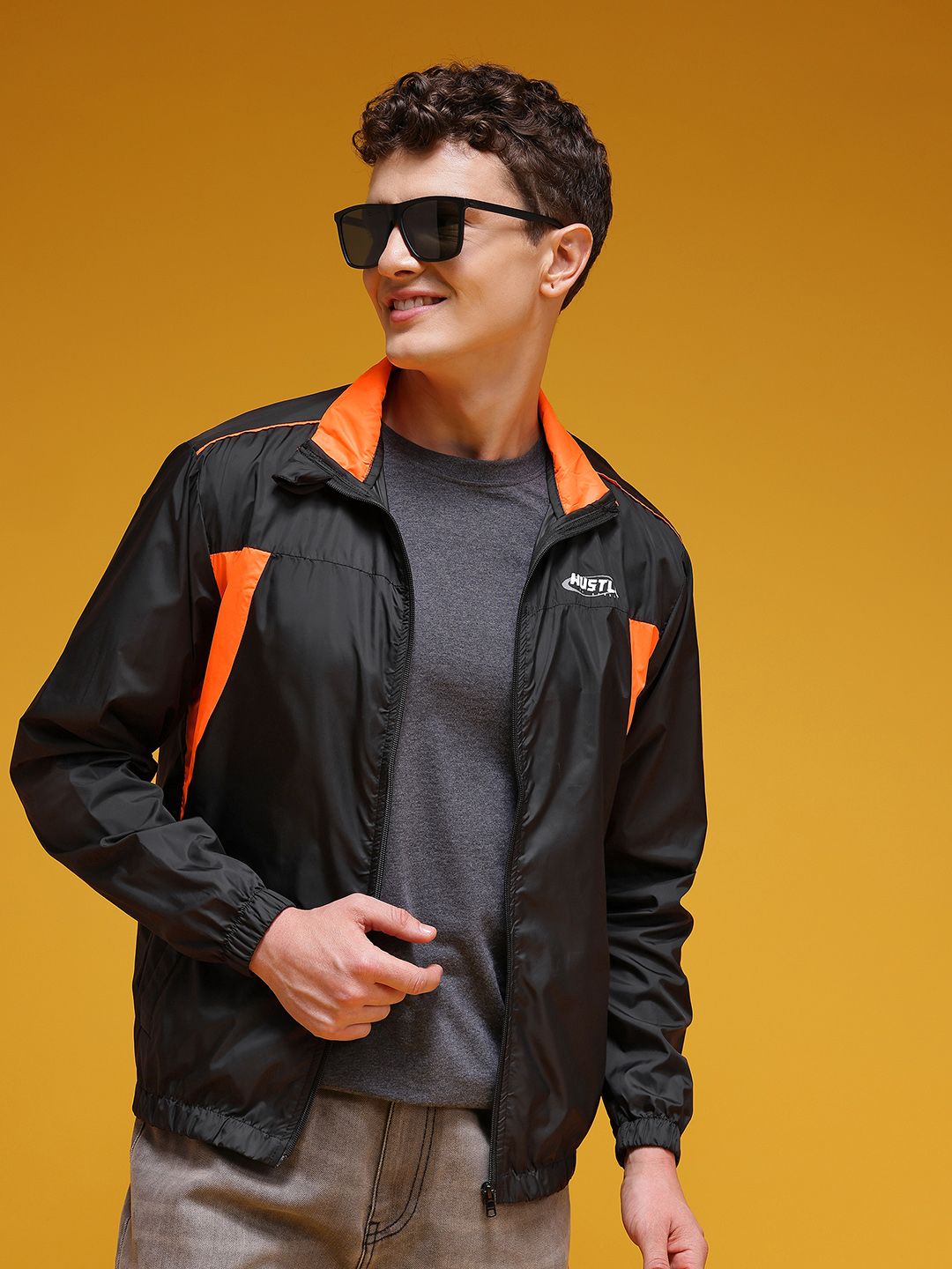 HERE&NOW Mock Collar Windcheater Bomber Jacket-picture-10