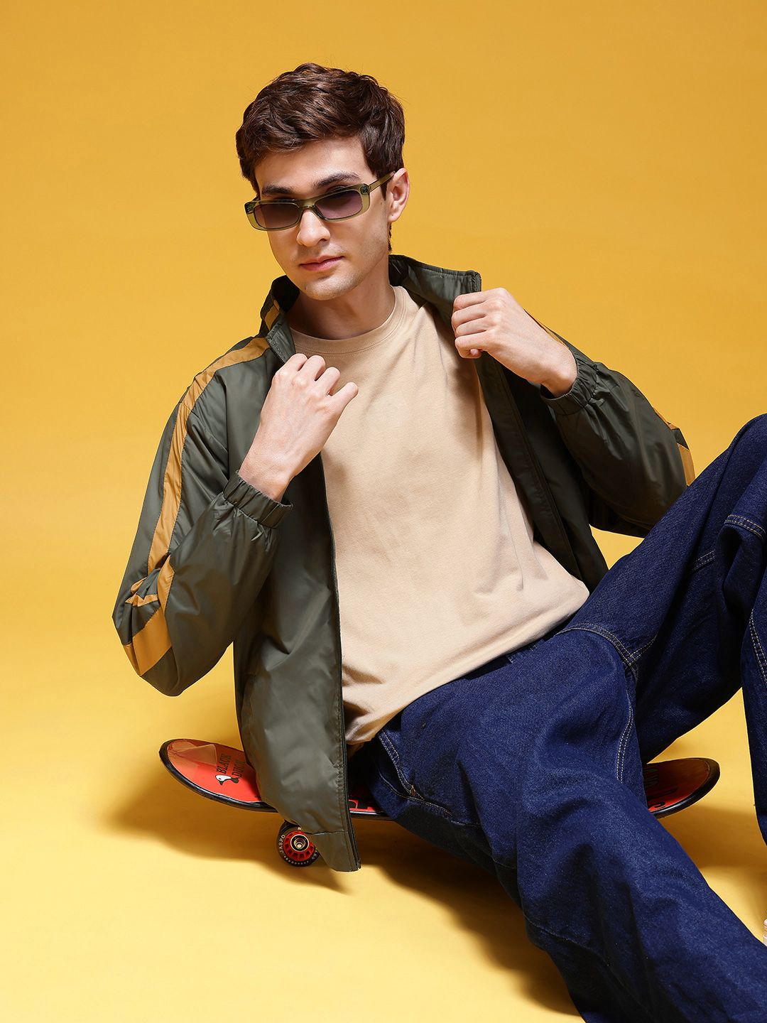 HERE&NOW Stripe Detail Mock Collar Windcheater Jacket-picture-19