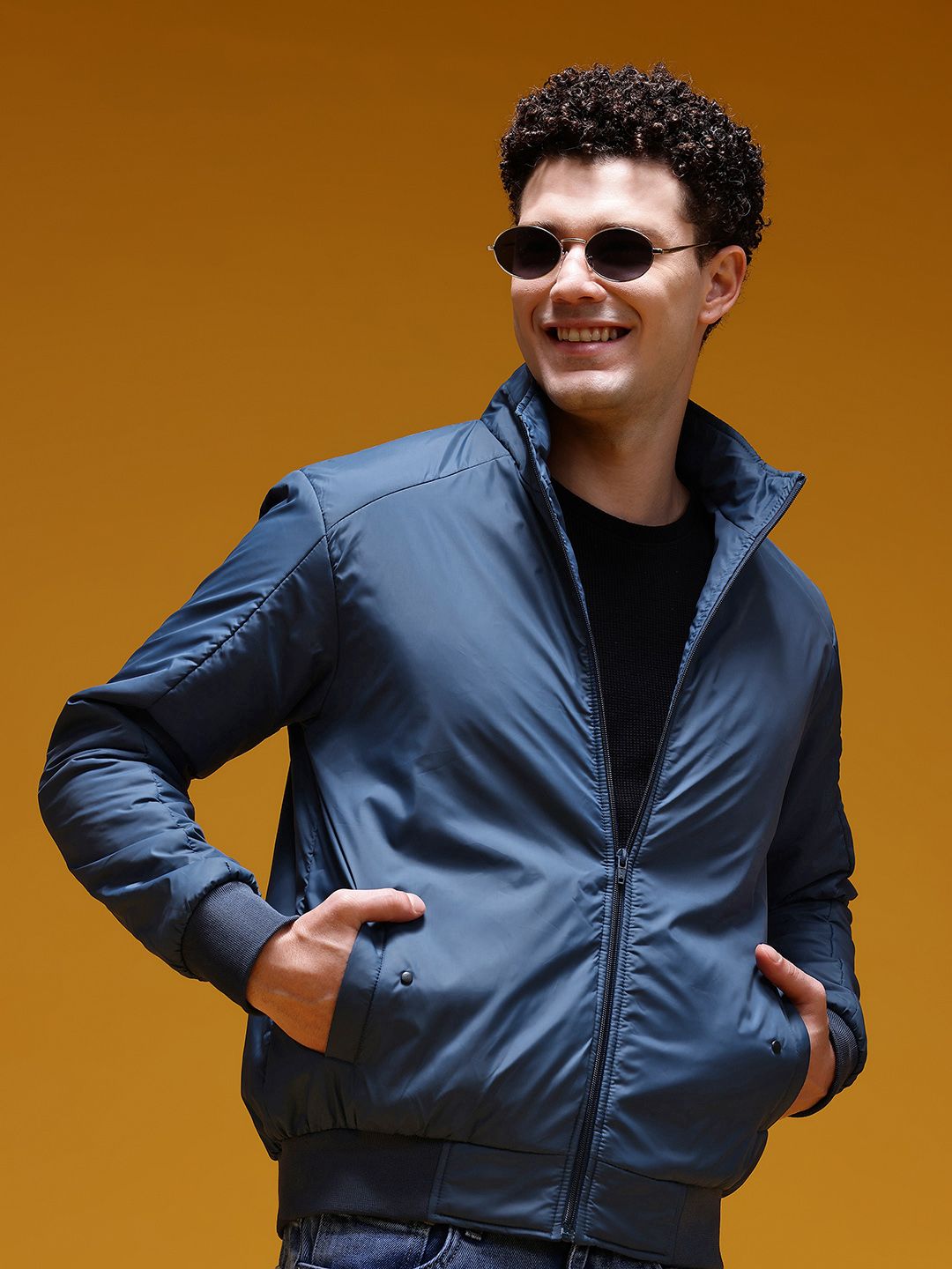 HERE&NOW Mock Collar Padded Bomber Jacket-picture-24