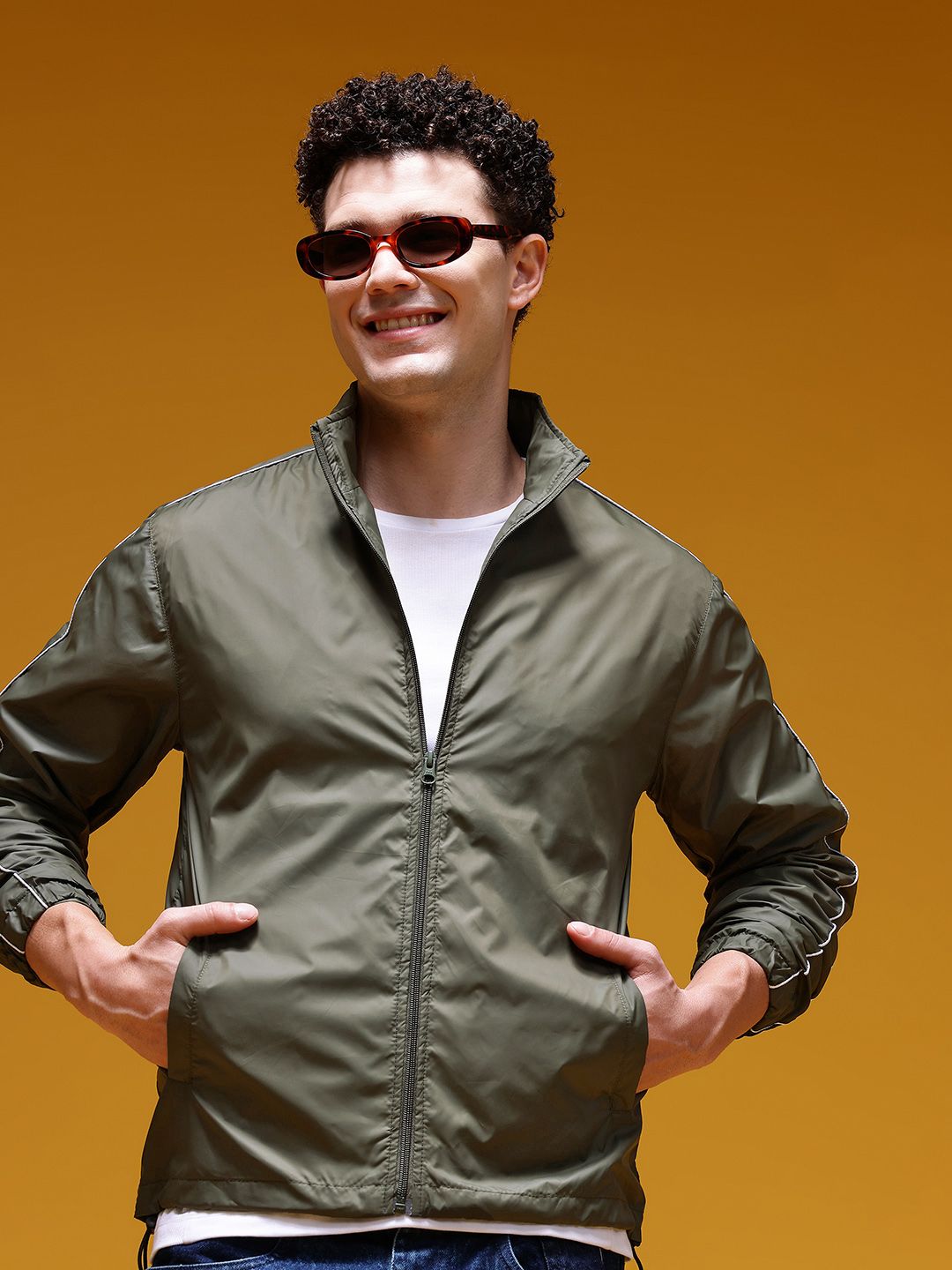 HERE&NOW Windcheater Mock Collar Bomber Jacket-picture-11