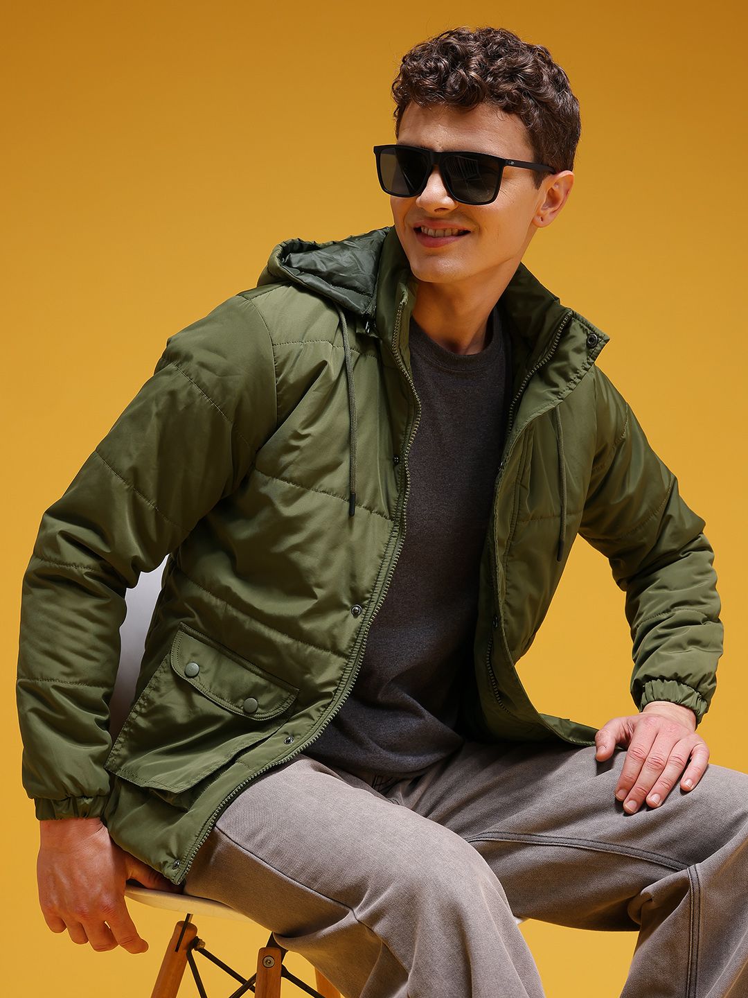 HERE&NOW Hooded Padded Jacket with Utility Pockets-picture-32