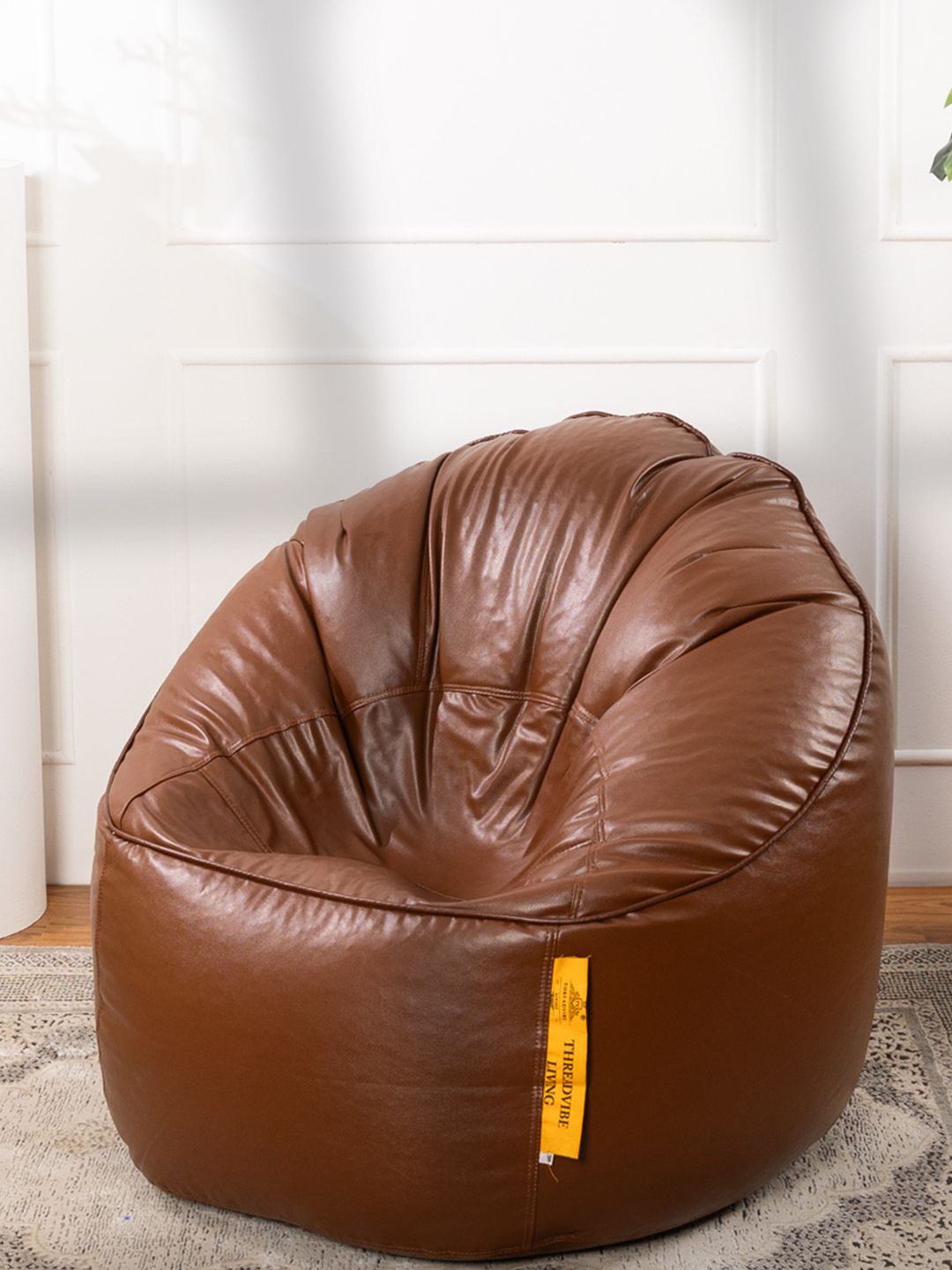 THREADVIBE LIVING Tan Brown Bean Bag Sofa With Bean