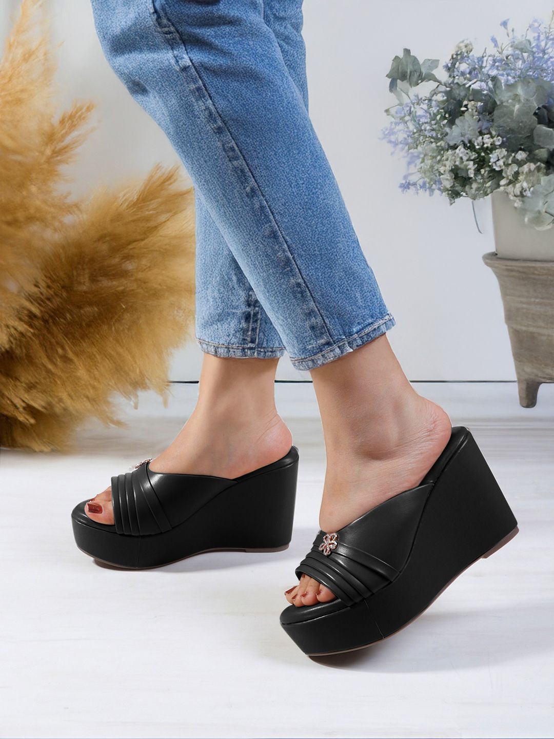 Carlton London Striped Wedge Sandals-picture-51