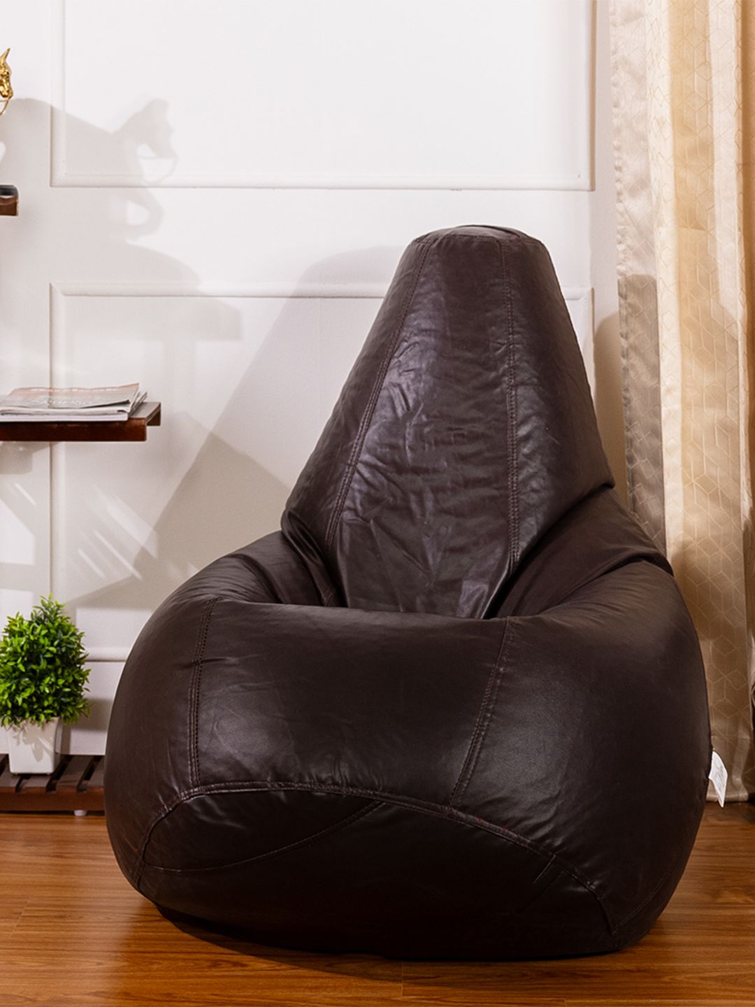 THREADVIBE LIVING Brown Teardrop Bean Bag With Bean