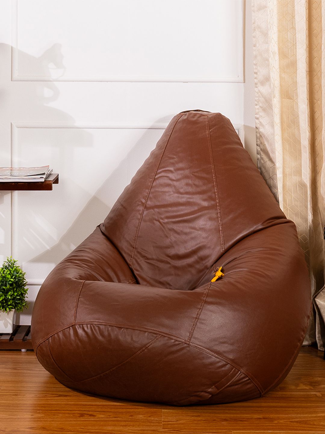 THREADVIBE LIVING Brown Teardrop Bean Bag With Bean
