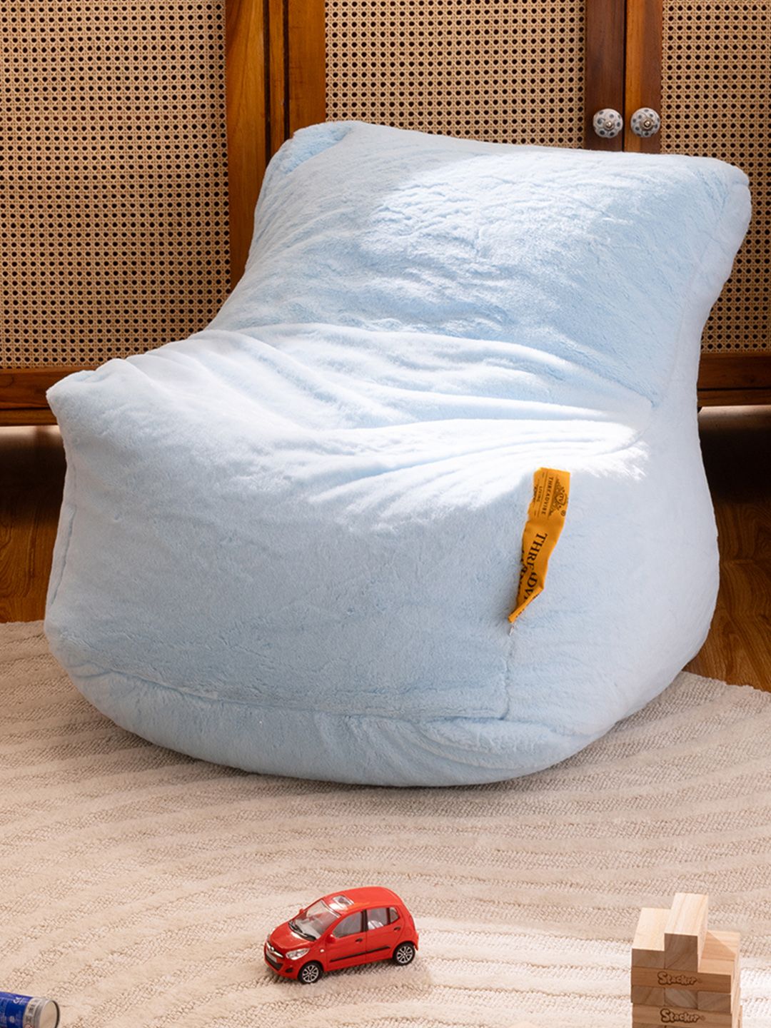THREADVIBE LIVING Sky Blue Lounger Bean Bag With Beans