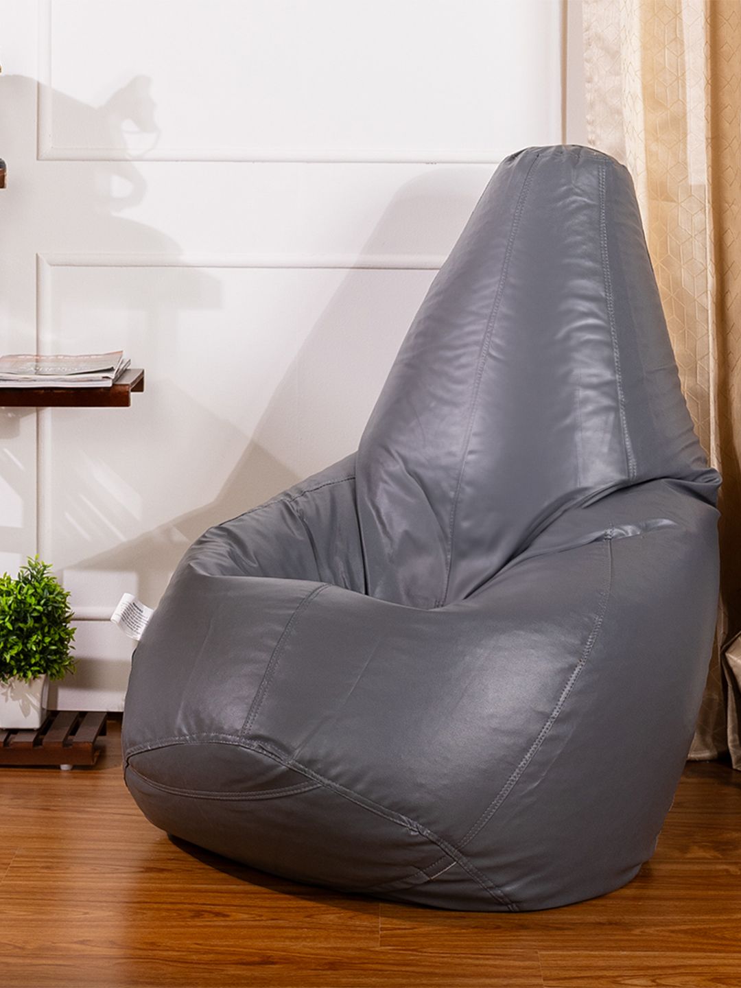 THREADVIBE LIVING Grey Teardrop Bean Bag With Bean