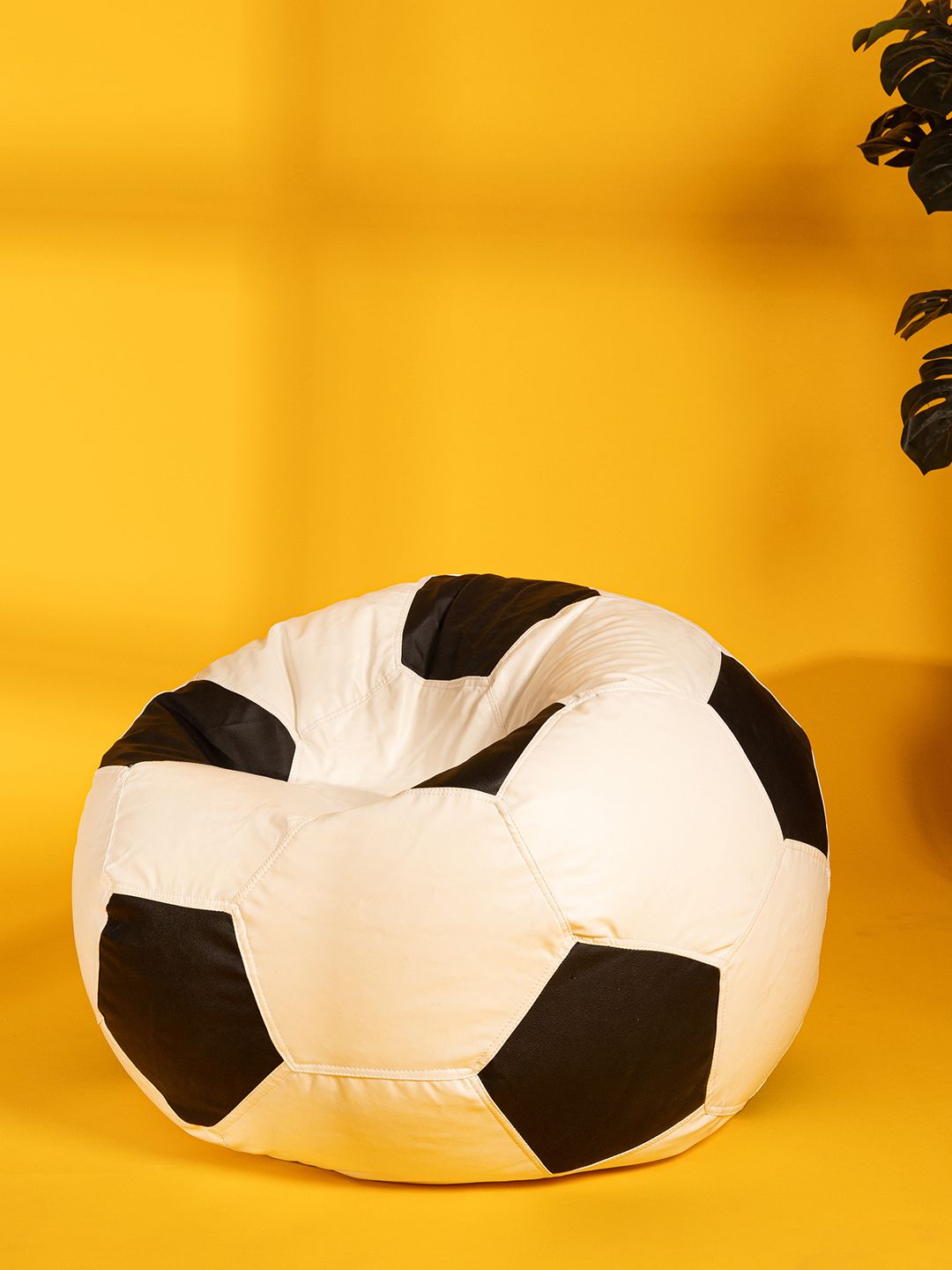 THREADVIBE LIVING Black & White Football Bean Bag With Beans