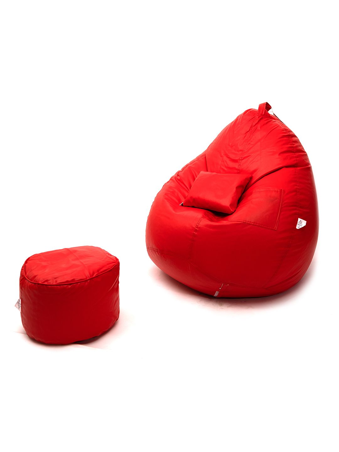 THREADVIBE LIVING Red 3 Pieces Teardrop Filled Bean Bag With Footrest & Cushions-picture-32