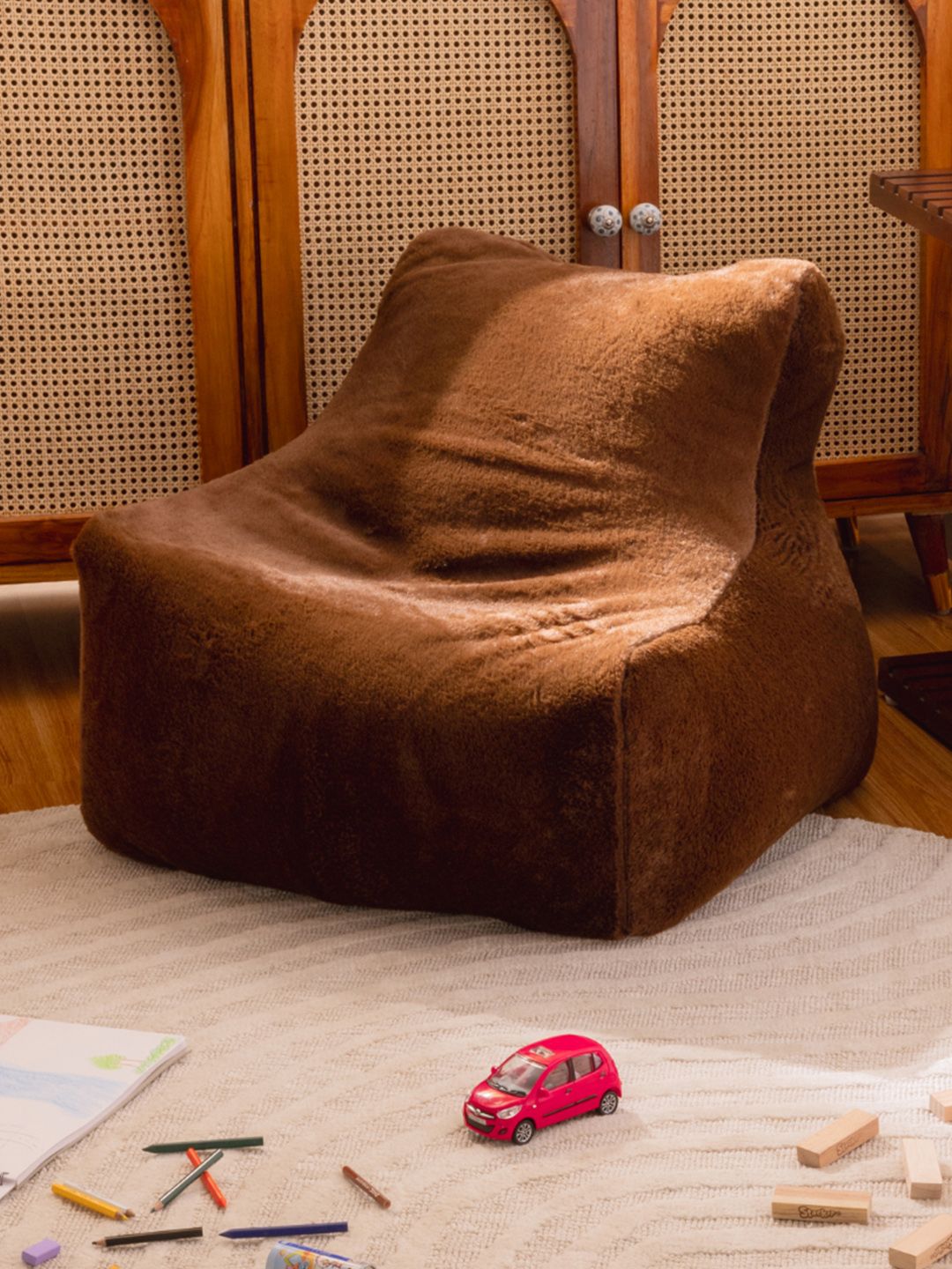 THREADVIBE LIVING Brown Lounger Bean Bag With Beans