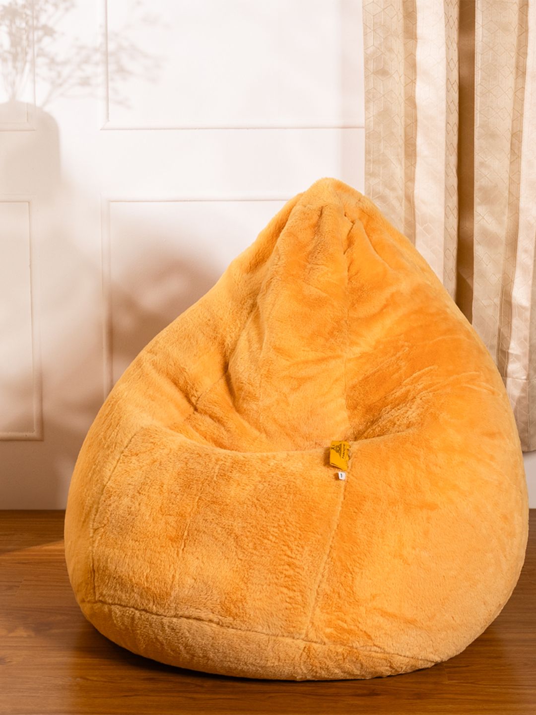 THREADVIBE LIVING Yellow Teardrop Bean Bag With Bean
